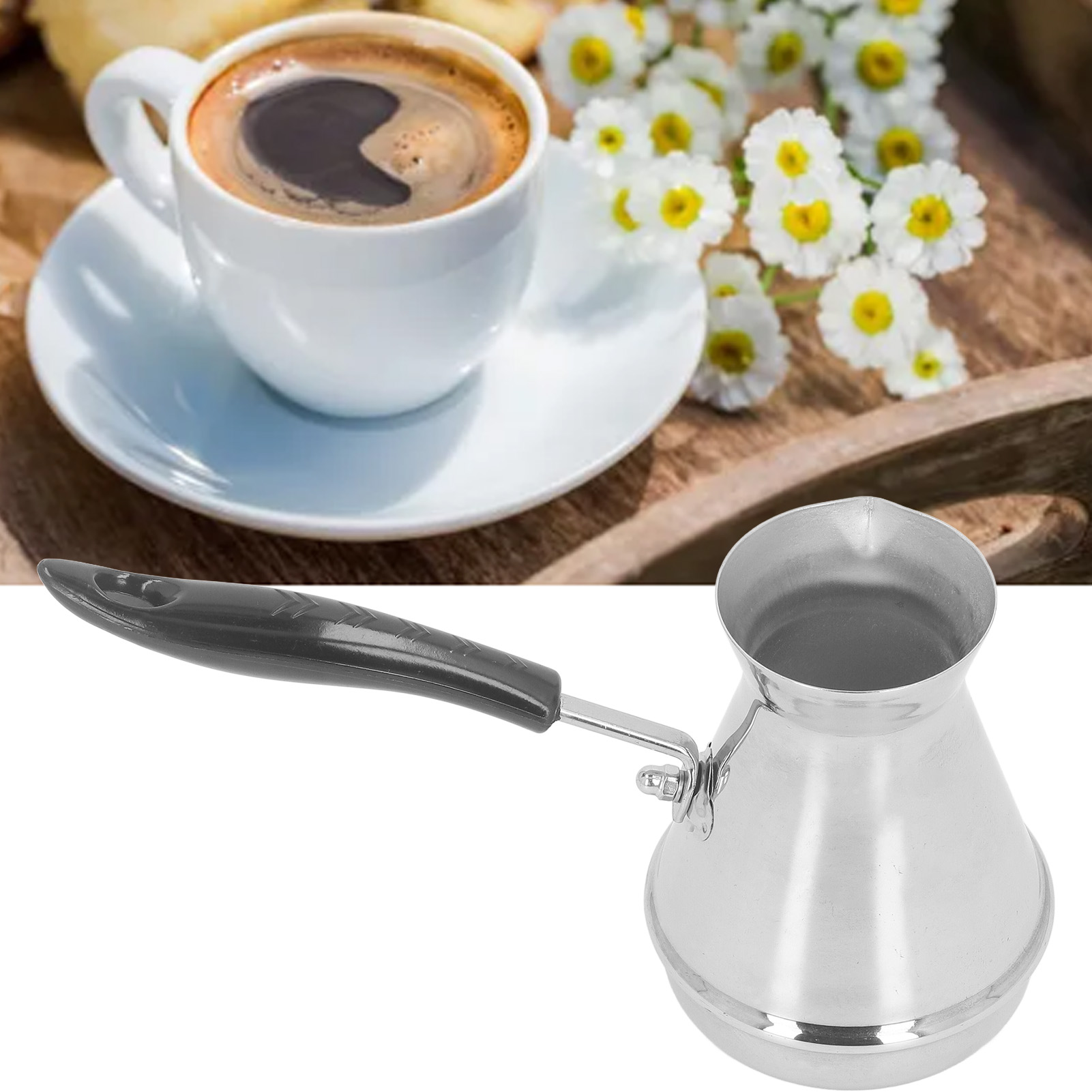 Türkische Kaffeemaschine Aus Edelstahl, Wasserkocher Mit Filter Im Europäischen Stil, Kaffeelöffel Mit Langem Griff, Wasserflasche, Kaffeekanne Zum Teilen (850 Ml)