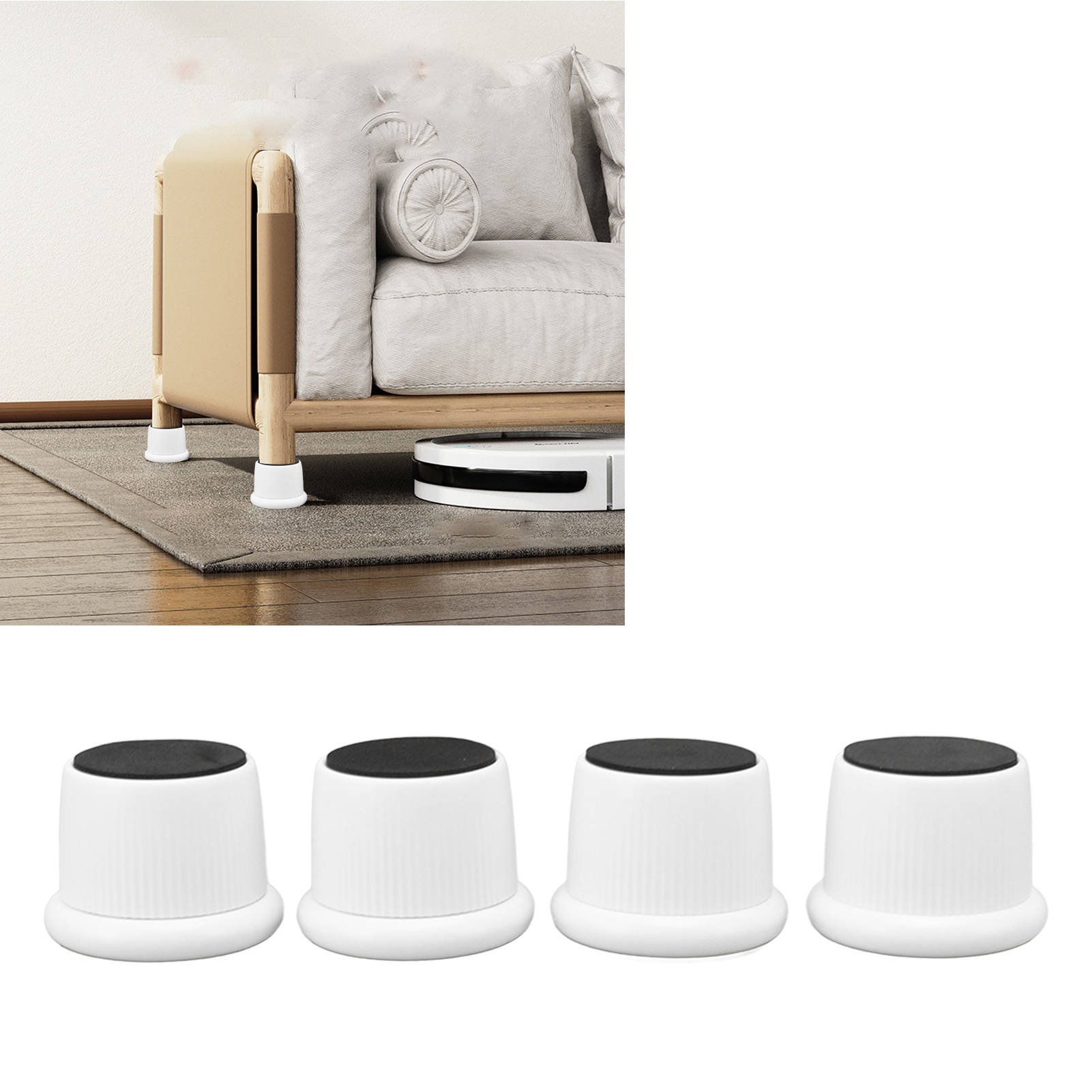 Höhenverstellbare Mini-schutzmatten Für Kaffeemaschinen, Abriebfest Und Rutschfest, Geeignet Für Sofas, Möbel Und Fußböden. Weiß.