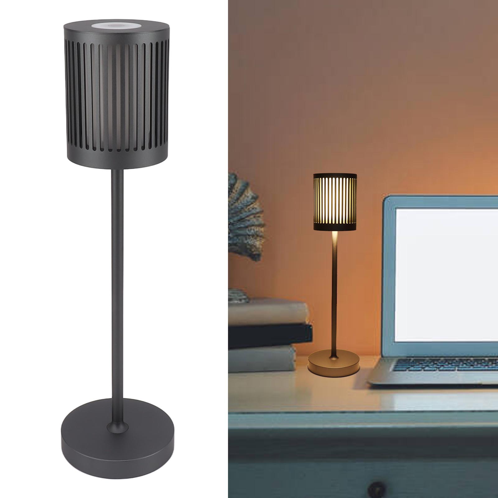 Kabellose Schreibtischlampe Mit 5000-mah-akku, Touch-dimmer, Nachttischlampe, Schutzart Ip54, Für Den Innen- Und Außenbereich Geeignet, Grau