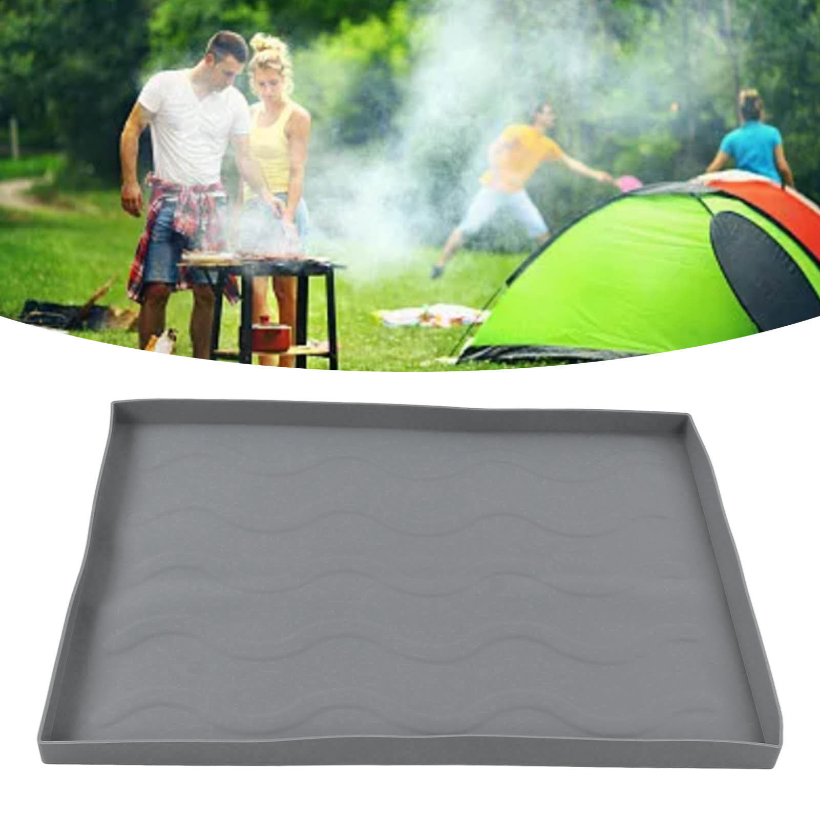 Grillrost, Grillständer, Silikon-schutzmatte, Reinigungsmatte, Grillplatte, Silikon-schutzabdeckung, Mittlere Größe, Grau.