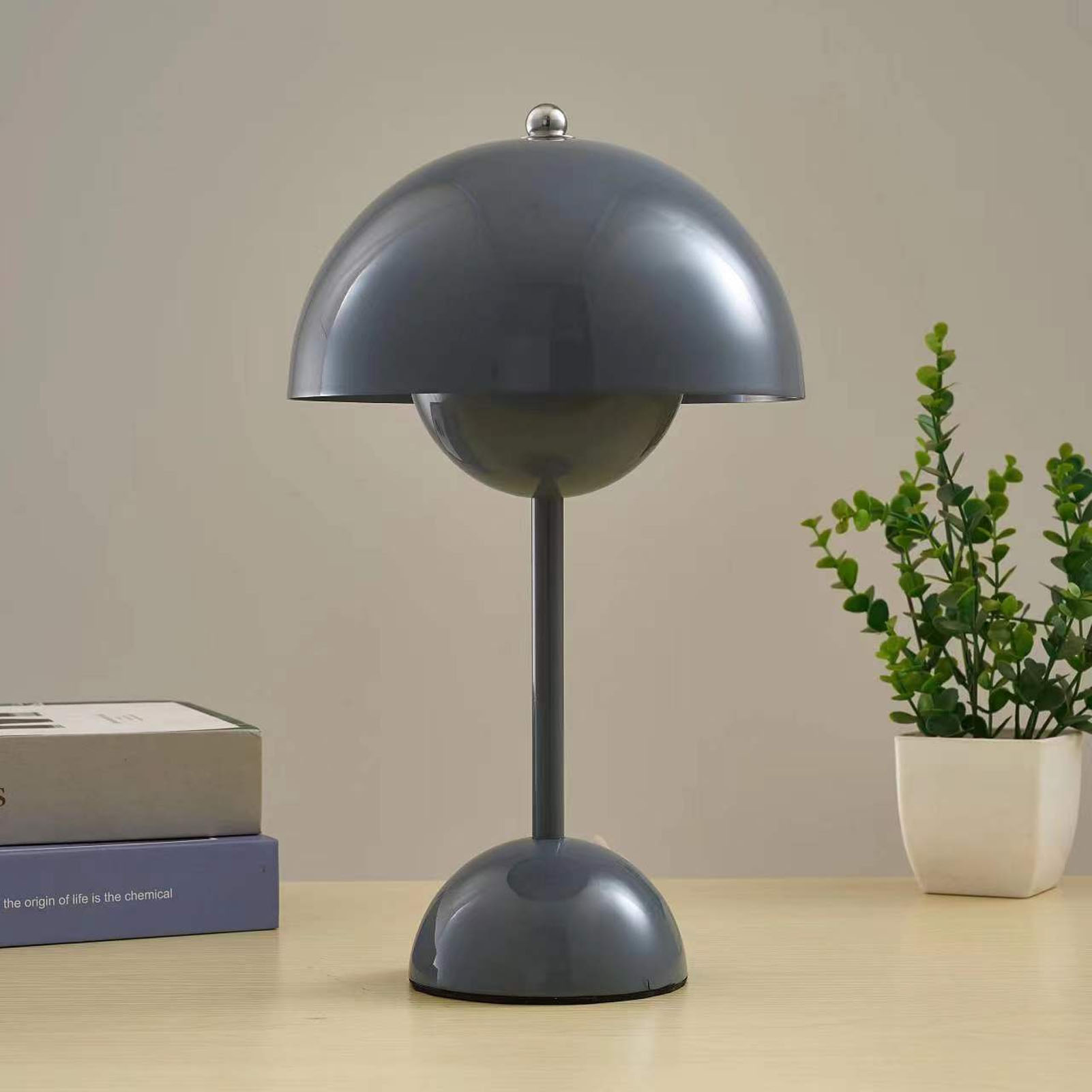 Kabellose Led-schreibtischlampe Mit Floralem Design, Ideal Für Nachttische. Der Lampenschirm In Retro-kuppelform Und Der Minimalistische Skandinavische Stil Machen Sie Perfekt. Ideal Für Schlafzimmer,