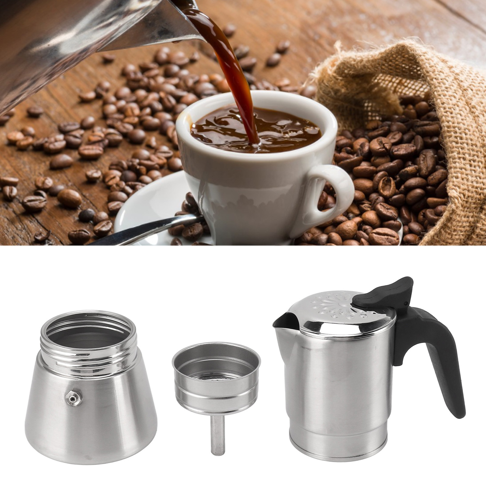 Italienische Kaffeemaschine Aus Edelstahl 304, Mokka-typ, Kaltbrühfunktion Unter Hochdruck, Einzelventil
