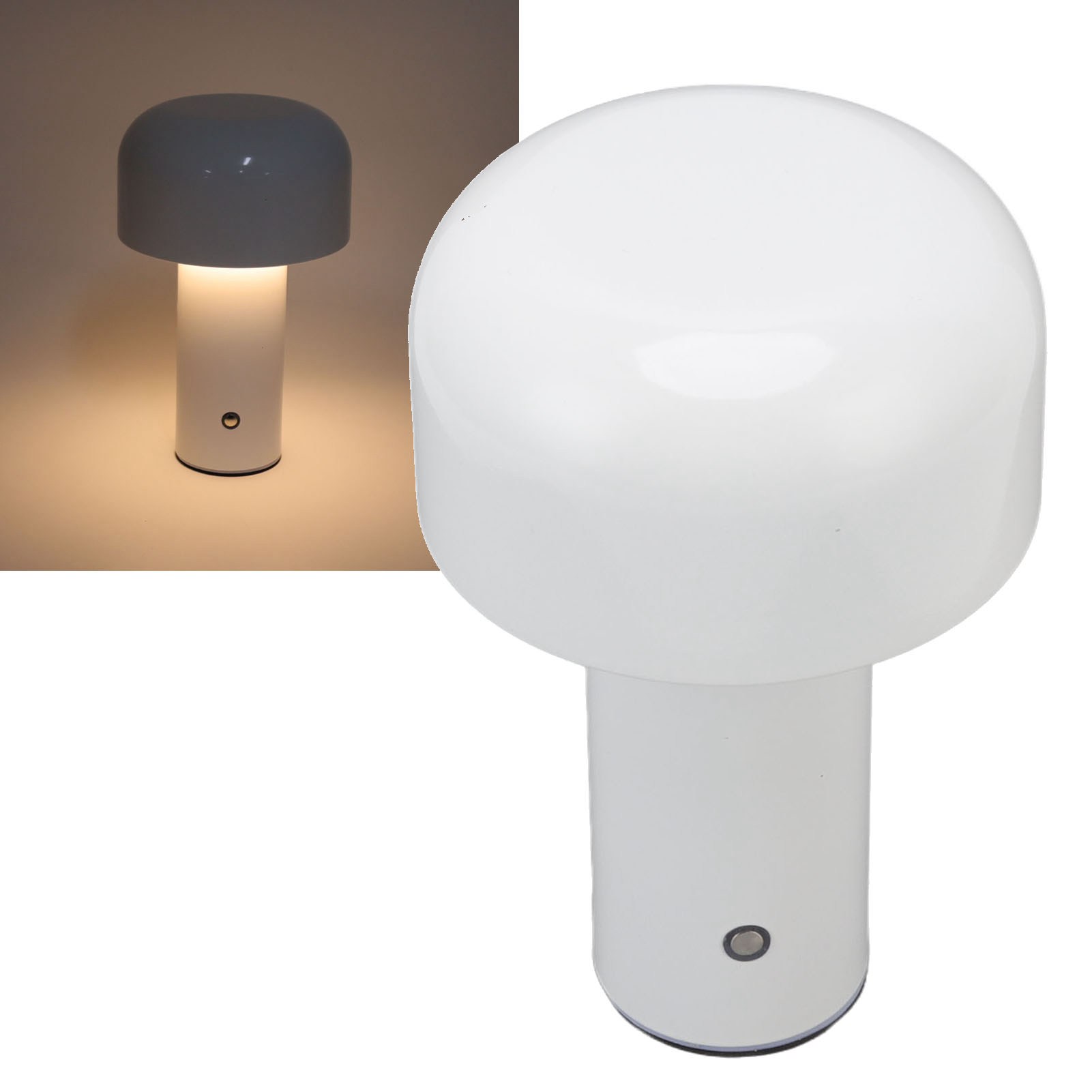 Pilzförmige Touch-schreibtischlampe Für Schlafzimmer, Büro, Ausstellungshalle, 3 Farbtemperaturen, Bar, Restaurant, Arbeitszimmer, Usb-aufladbar, Weiß.