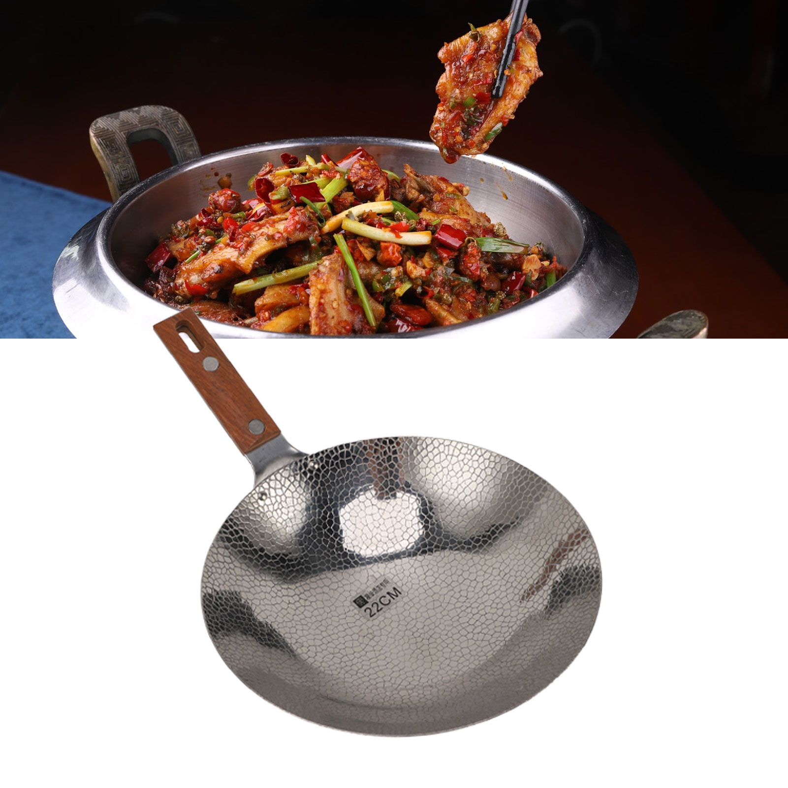 Trockener Topf Mit Holzgriff, Bratpfanne, Fleischpfanne, Topf Für Spirituskocher, 22 Cm