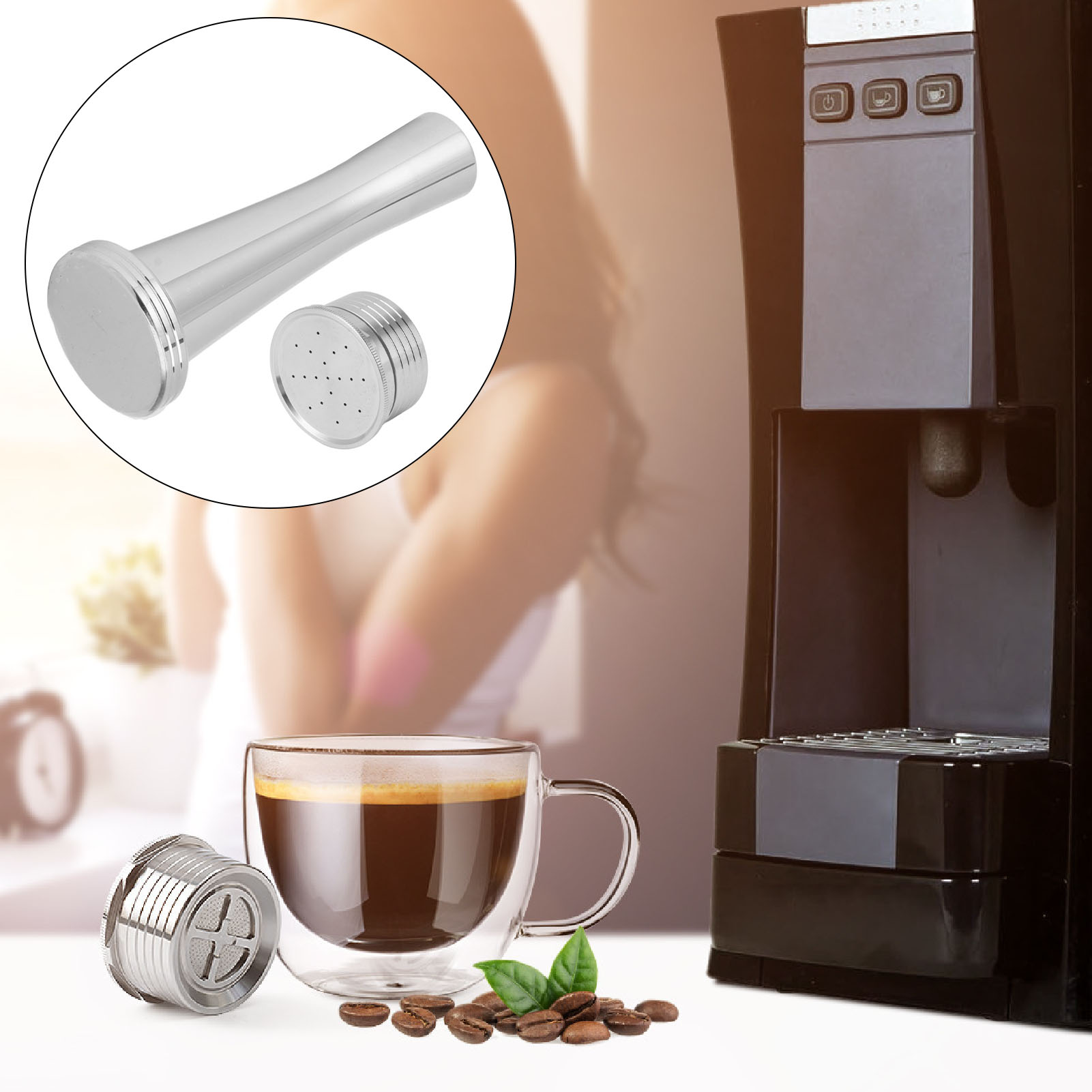 Esse Espressomaschine Mit Wiederverwendbarem Edelstahl-kaffeekapselfilter.