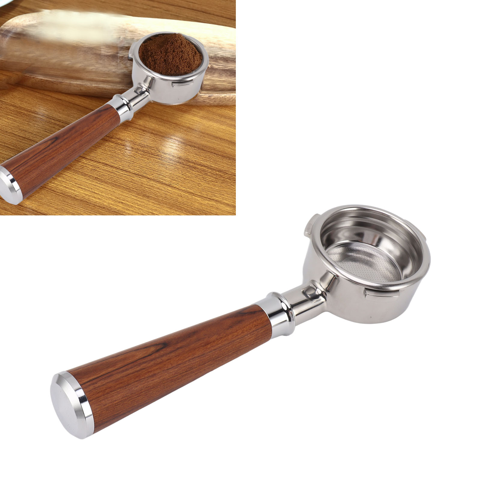 Barsetto 58 Mm Dreizinkiger Edelstahlgriff Für Espressomaschine, Typ A, Rosenholz