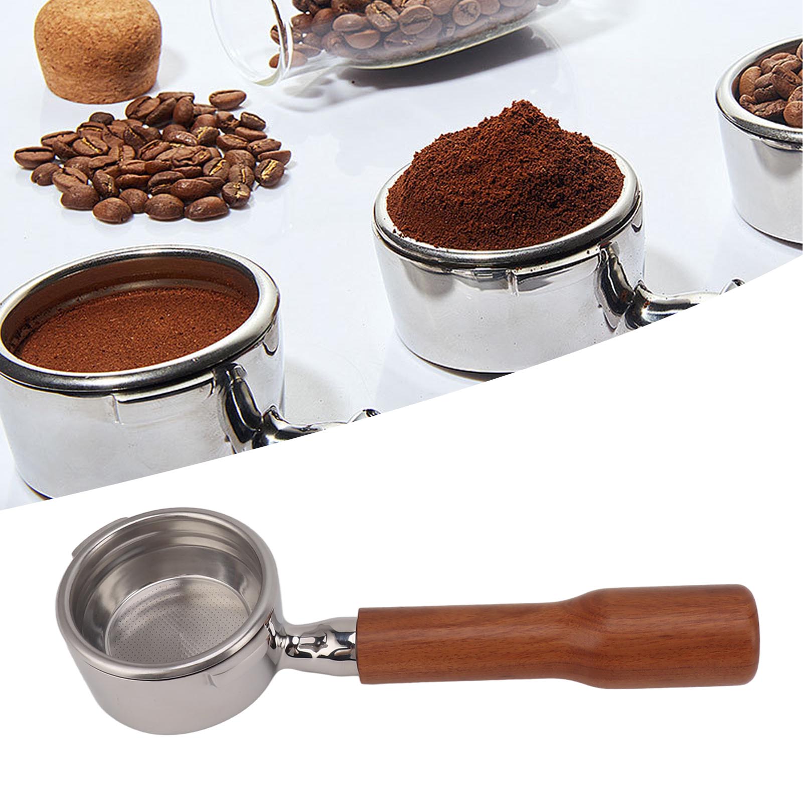 Gaggia 58-mm-kaffeemaschinengriff, Doppelgriff Aus Edelstahl Für Espressomaschinen, Bodenloser Griff C1, Rosenholz