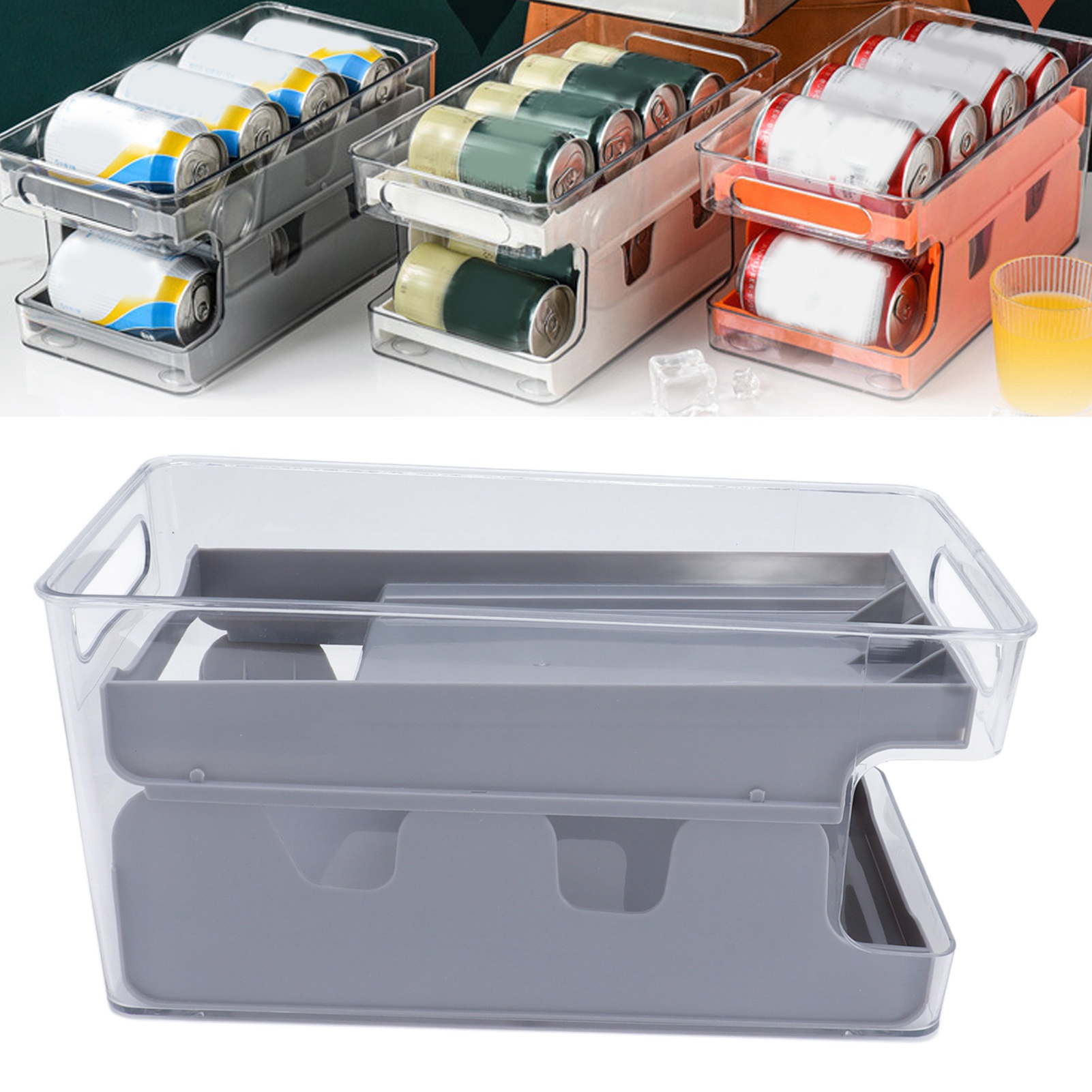Doppelwandige Getränkeaufbewahrungs- Und Kühlbox Mit Aluminium-dosenablage, Grau