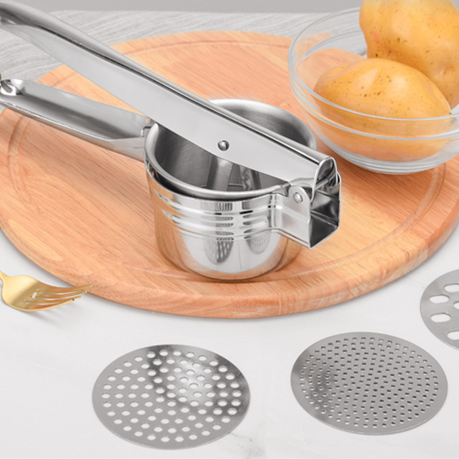 Amazon 3-in-1 Kartoffelstampfer Aus Edelstahl, Multifunktionales Küchengerät