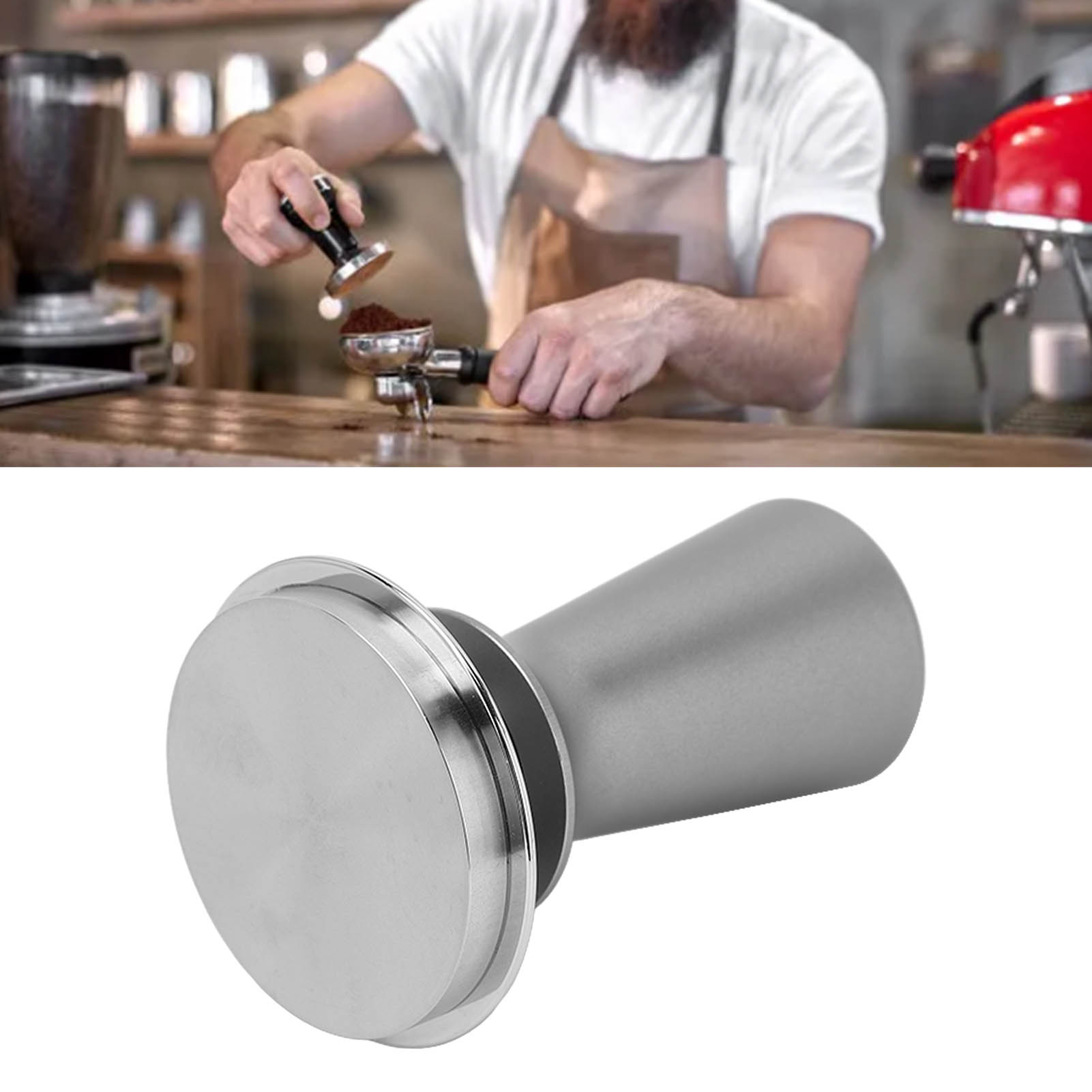 Kaffeetamper Aus Edelstahl, Konstanter Druck, Zweite Generation, Grau, 58 Mm