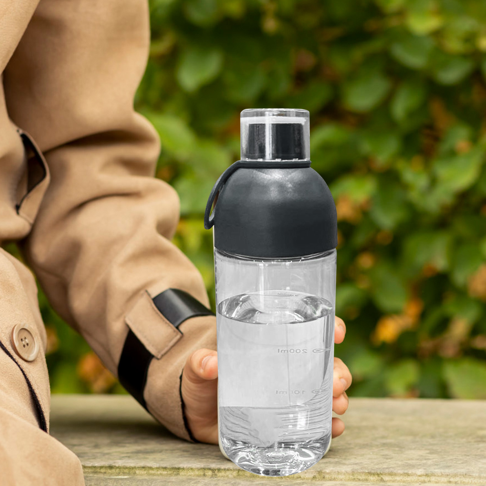 Hochtemperaturbeständiger Pc-kunststoff-wasserbecher, Elegantes Und Minimalistisches Design, Mit Messskala, Tragbar, Für Den Heimgebrauch, Cold-brew-becher, Grau.