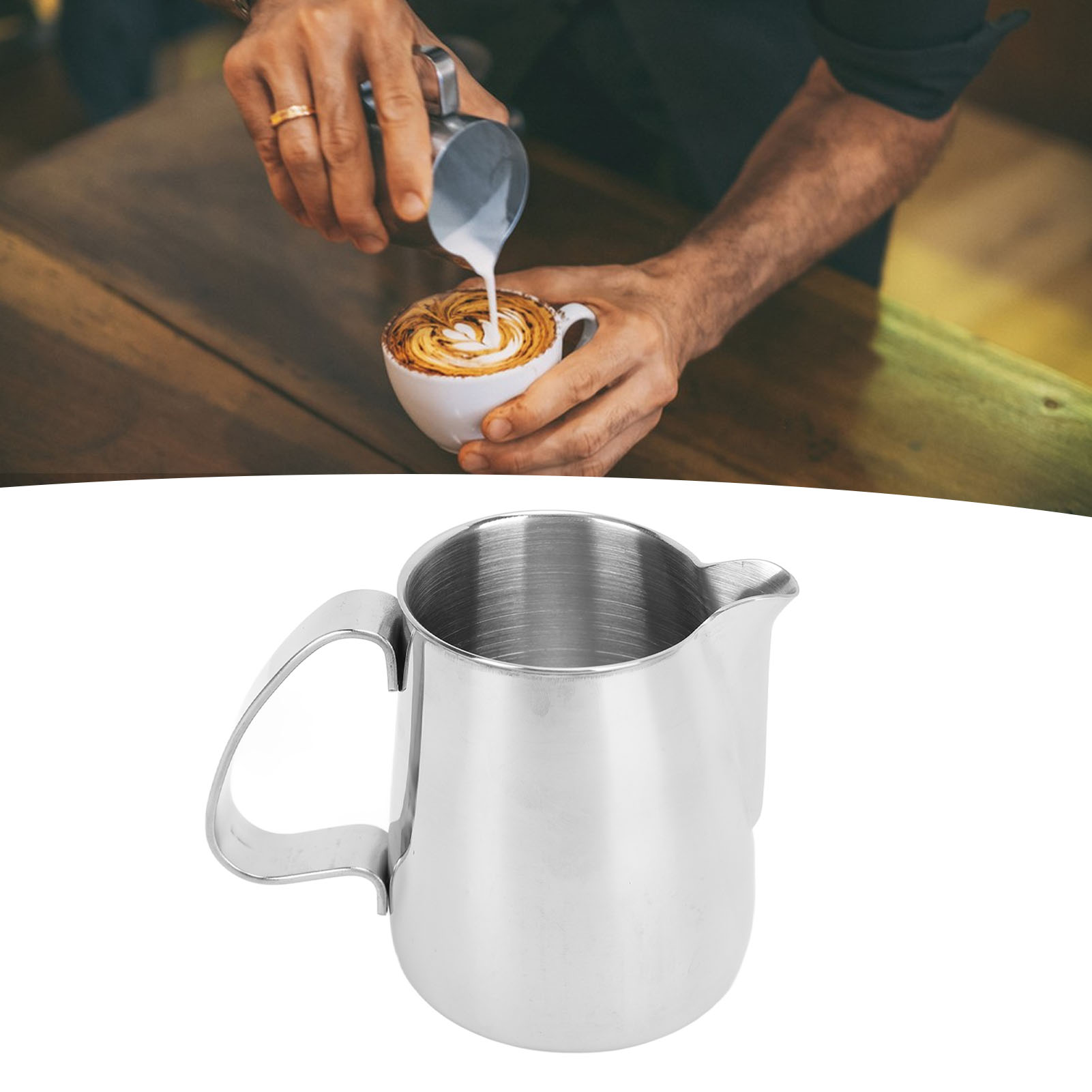 Latte-art-becher Aus Edelstahl 304 Mit Spitzem Ausguss, 350 Ml