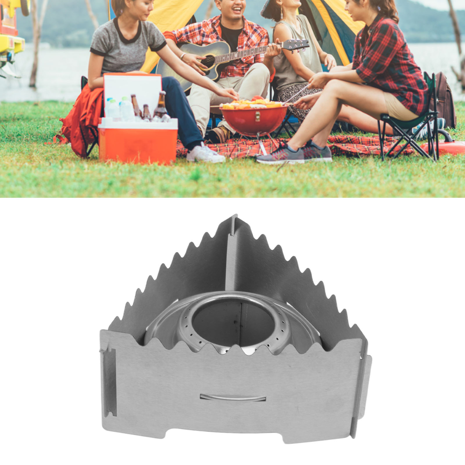 Tragbarer Edelstahl-spirituskocher Für Den Außenbereich, Ideal Für Camping, Zum Kochen Von Flüssigen Und Festen Spirituosen, Kleiner Runder Kocher Mit Kleinem Ständer B