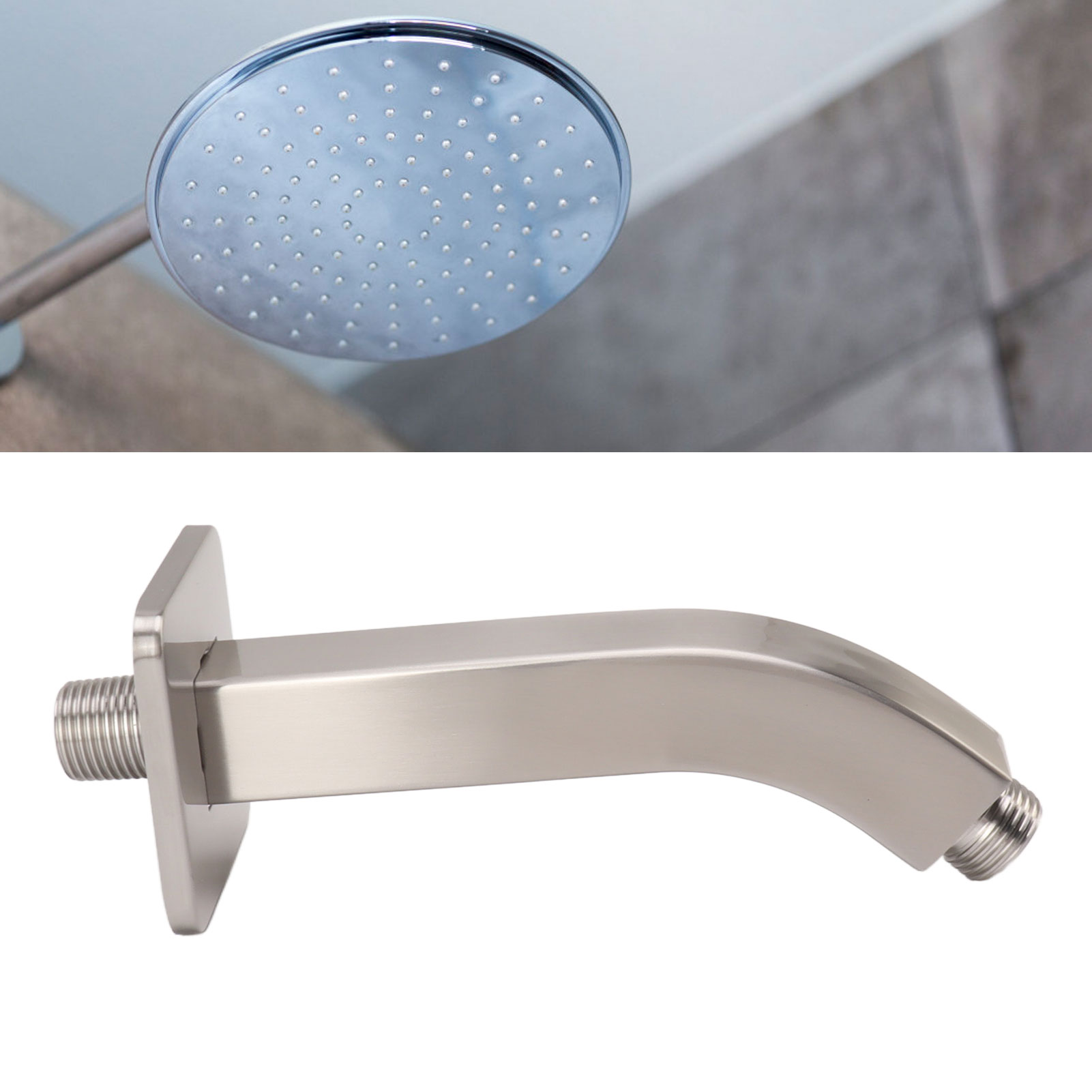 Quadratischer Duscharm Aus Messing, Verdeckte Rohrführung, Wandmontierter Duscharm, Npt-anschluss, Gebürstete Oberfläche.