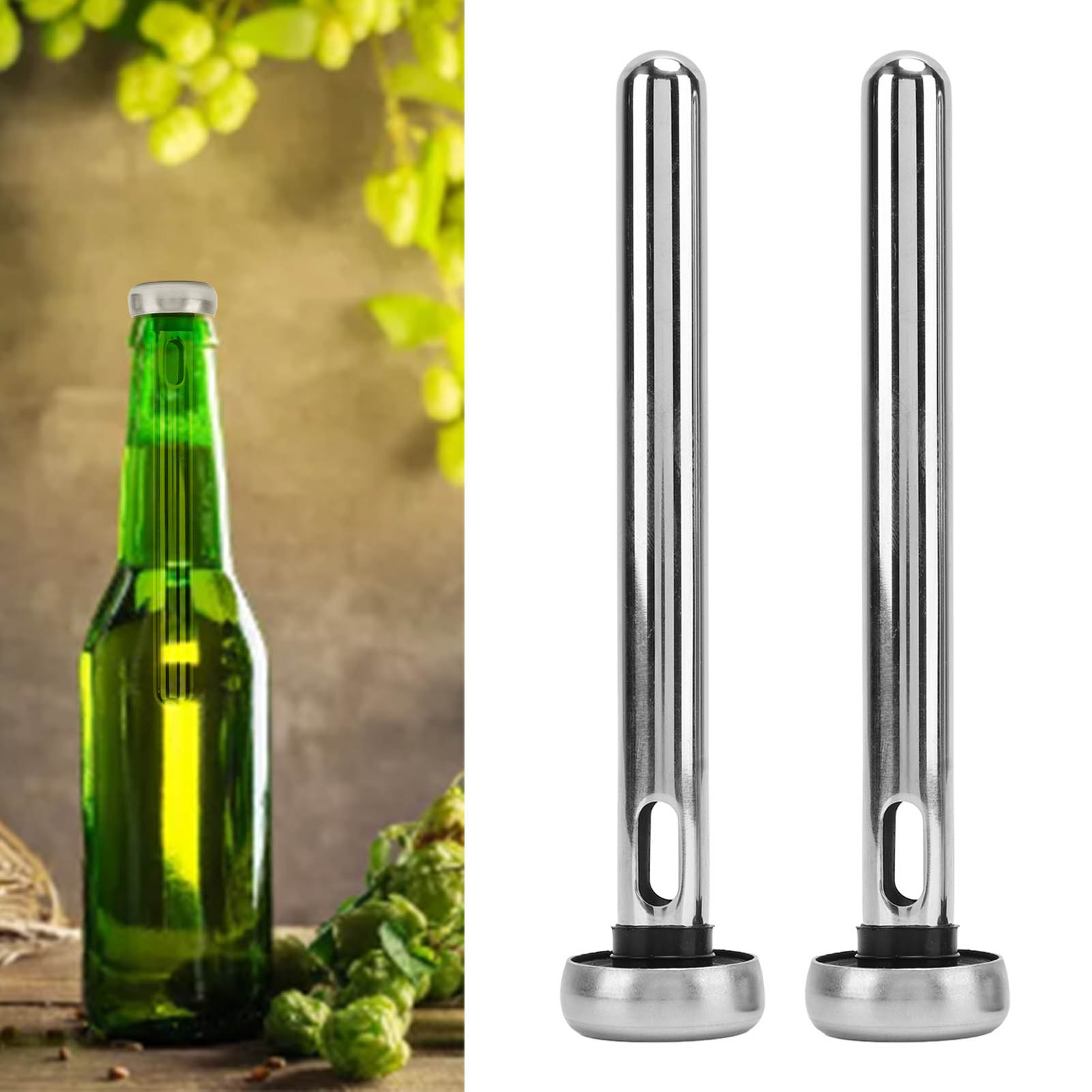Set Mit 2 Bierkühlern, Flaschenkühler Aus Edelstahl Für Die Bar.