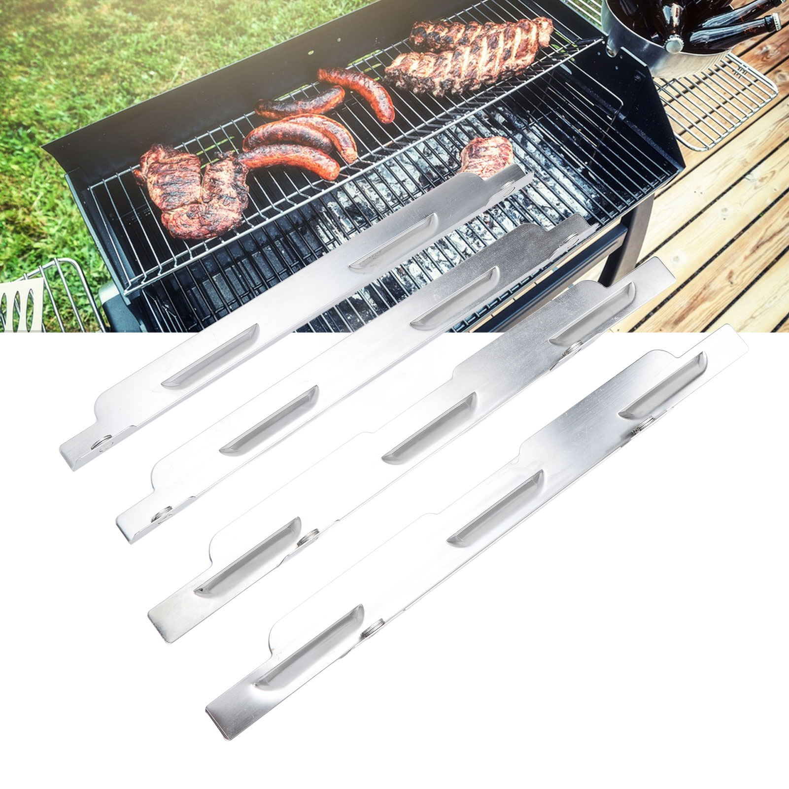 4 Windabweiser Aus Schwarzem Edelstahl Für Grills