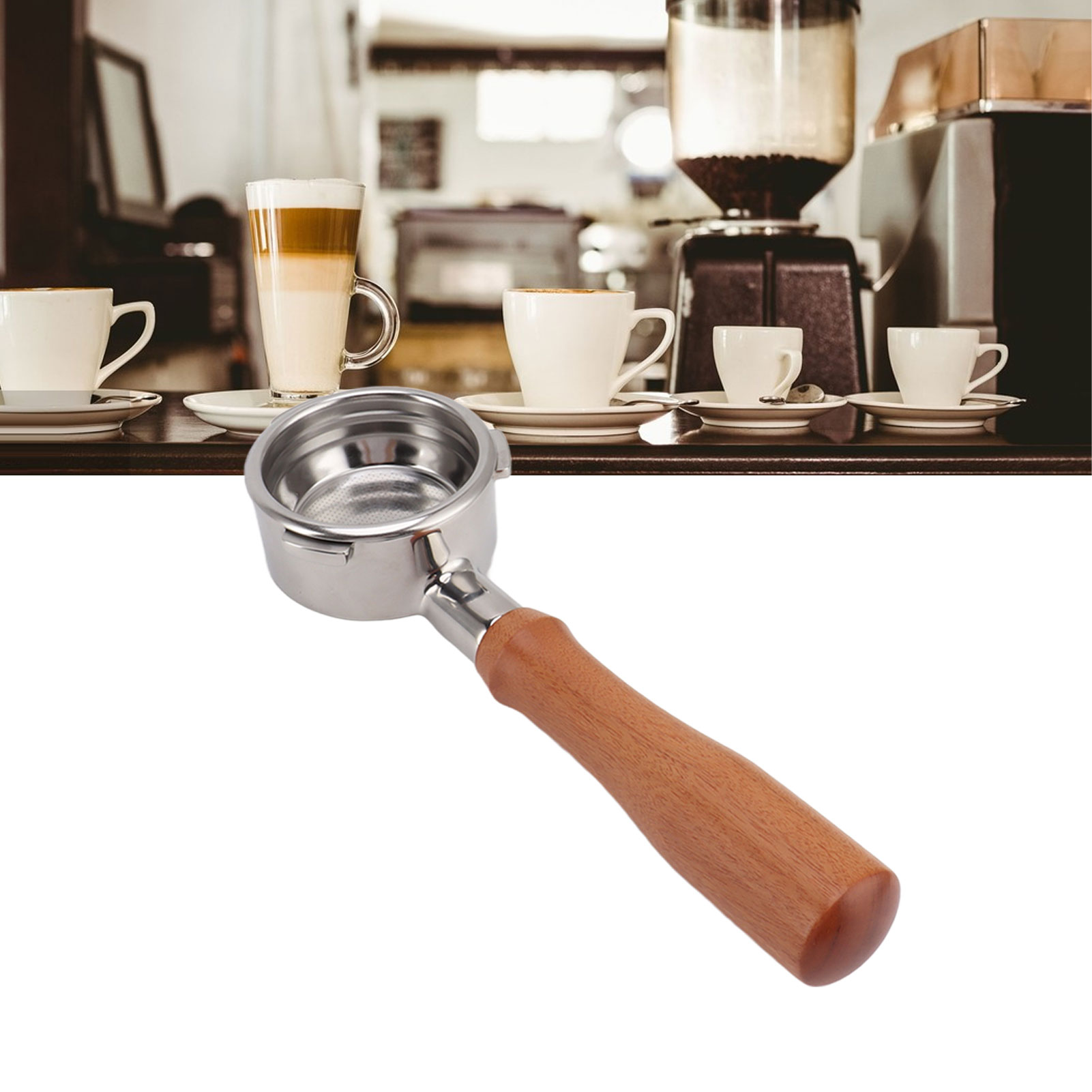 Barsetto 58 Mm Italienische Kaffeemaschine, Griff Aus Edelstahl Ohne Sockel, Modell E, Griff Komplett Aus Rosenholz