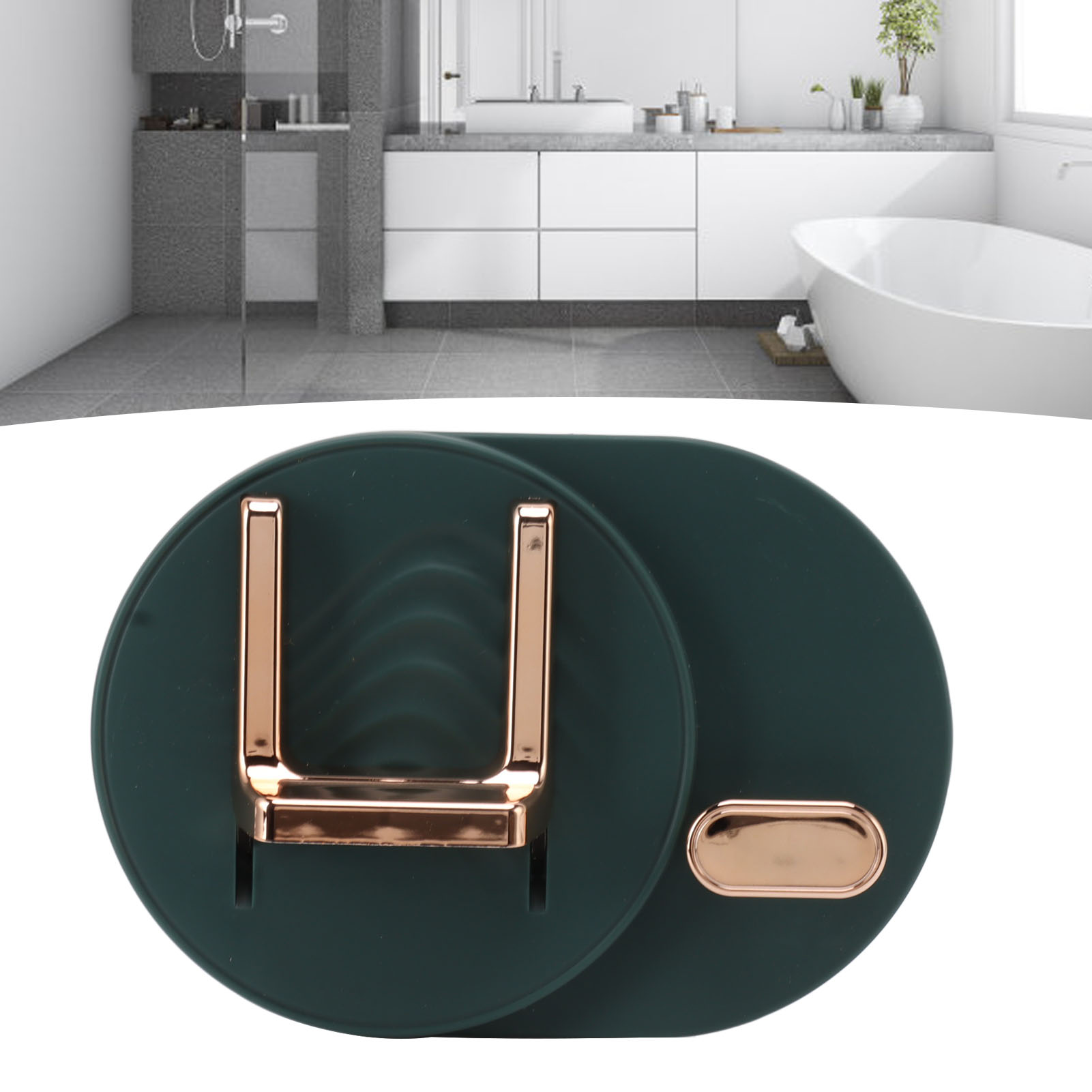 Wandmontierter Haartrocknerhalter, Haartrockneraufbewahrung, Badezimmer-/toiletten-aufbewahrungsregal, Haartrocknerhalter Ohne Bohren, Grün.