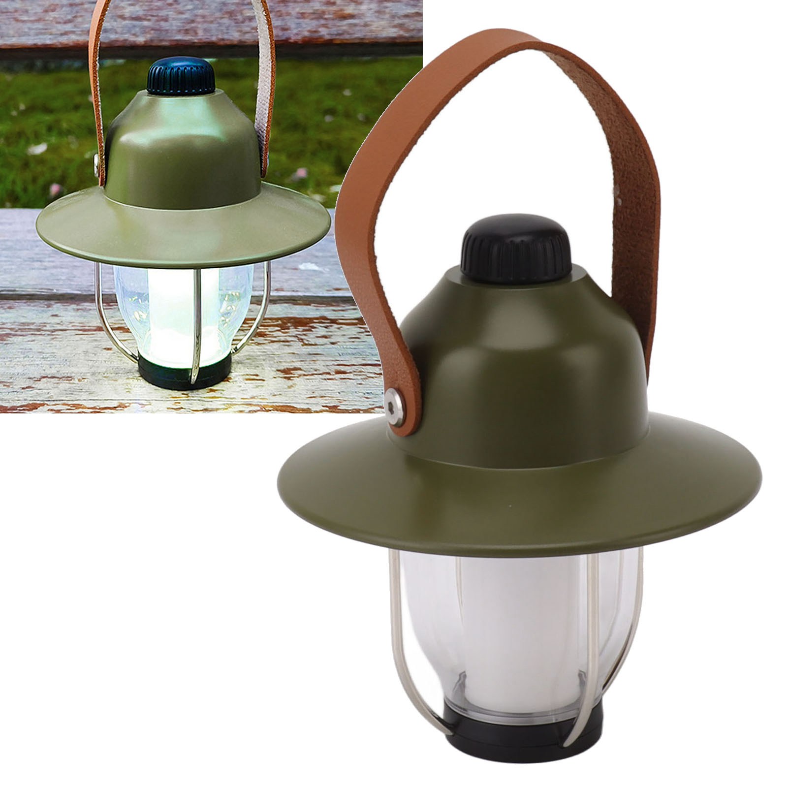Retro-kiefernzapfenlampe Für Campingzelte, Wiederaufladbare Led-lampe Für Den Esstisch, Stimmungslicht, Tragbare Picknicklampe, Hängelampe Für Zelte, Grünes Licht, Tragbar, Für Outdoor-camping.