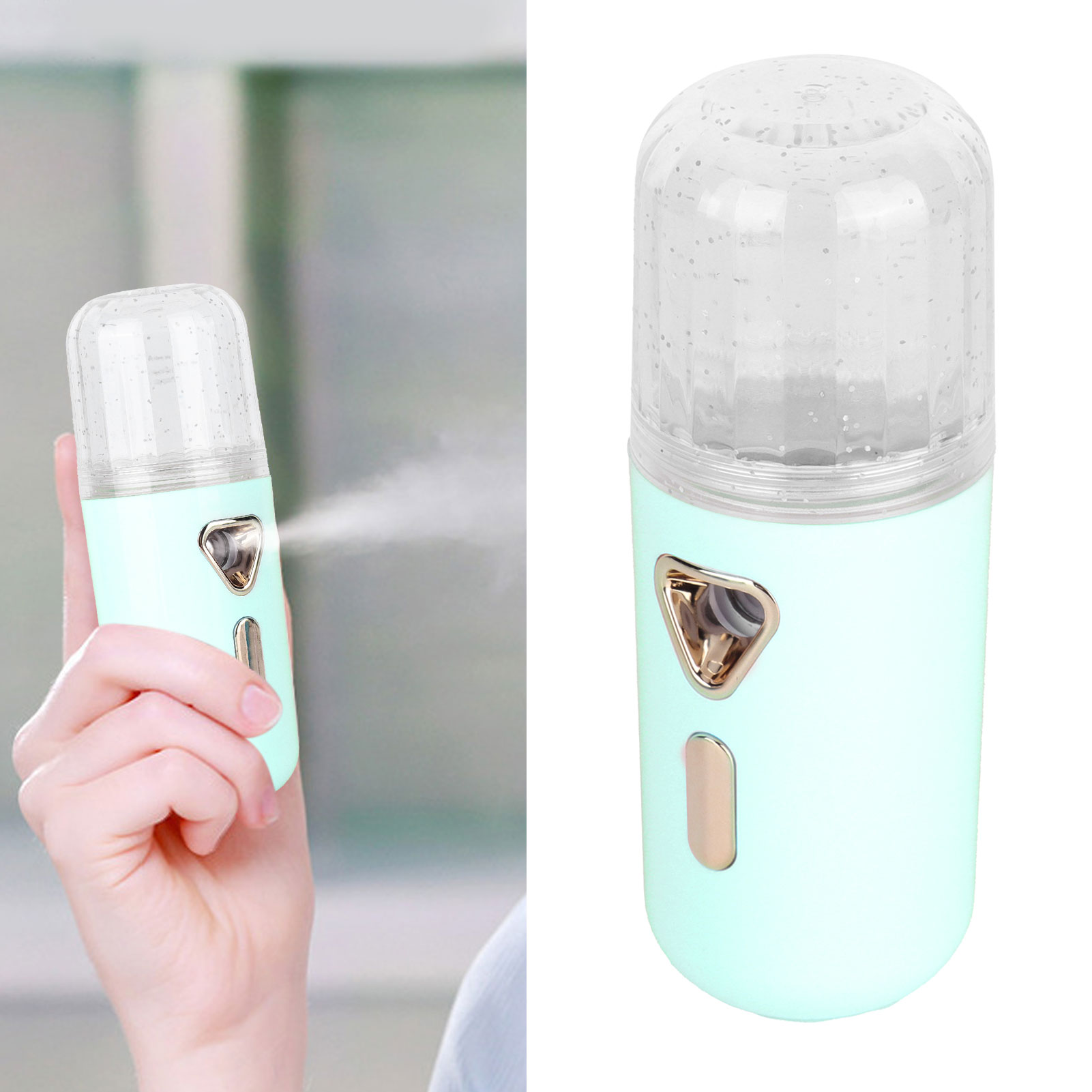 30-ml-nano-zerstäuber-luftbefeuchter, Uv-gesichtsspray, Tragbares Schönheitsgerät, Usb-wiederaufladbarer Mini-luftbefeuchter, Grün