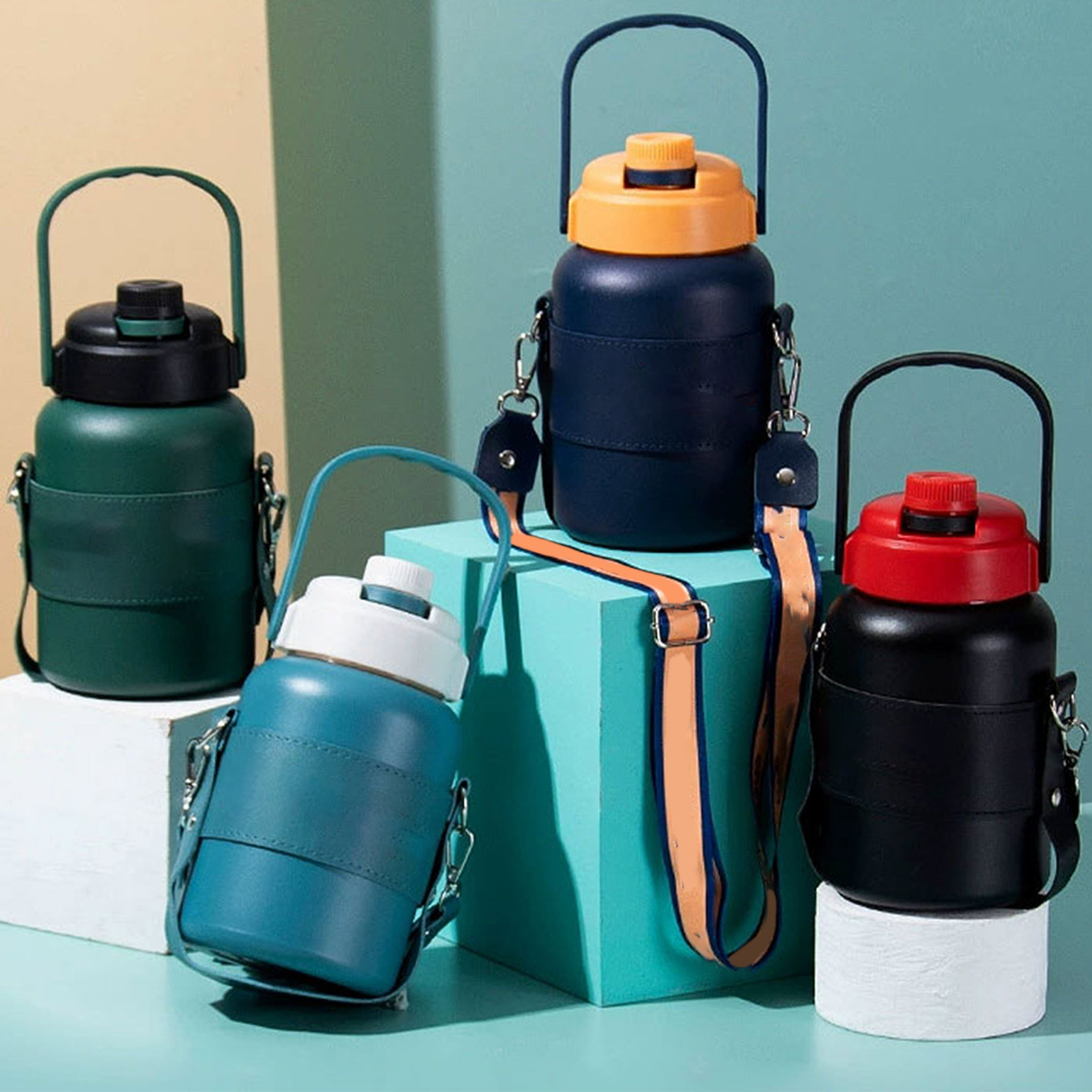 Isolierter Edelstahlbecher Mit Großem Fassungsvermögen, Elegantes Design, Tragbarer Outdoor-becher Mit Großer Öffnung, Smaragdgrüne Farbe.