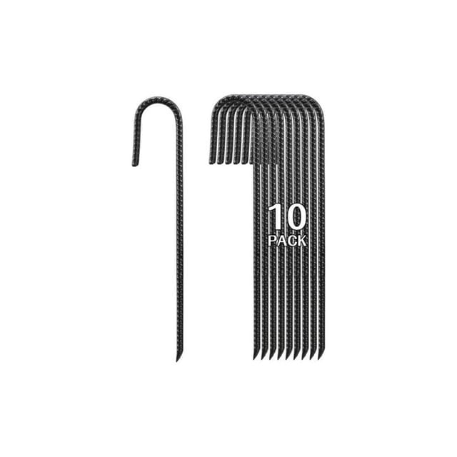 40 Cm Lange, Hochfeste Stahlanker – 10er-packung, J-förmige Bodenanker Für Zelte, Gartenzäune, Pflanzen Und Textilschläuche, Schwarz