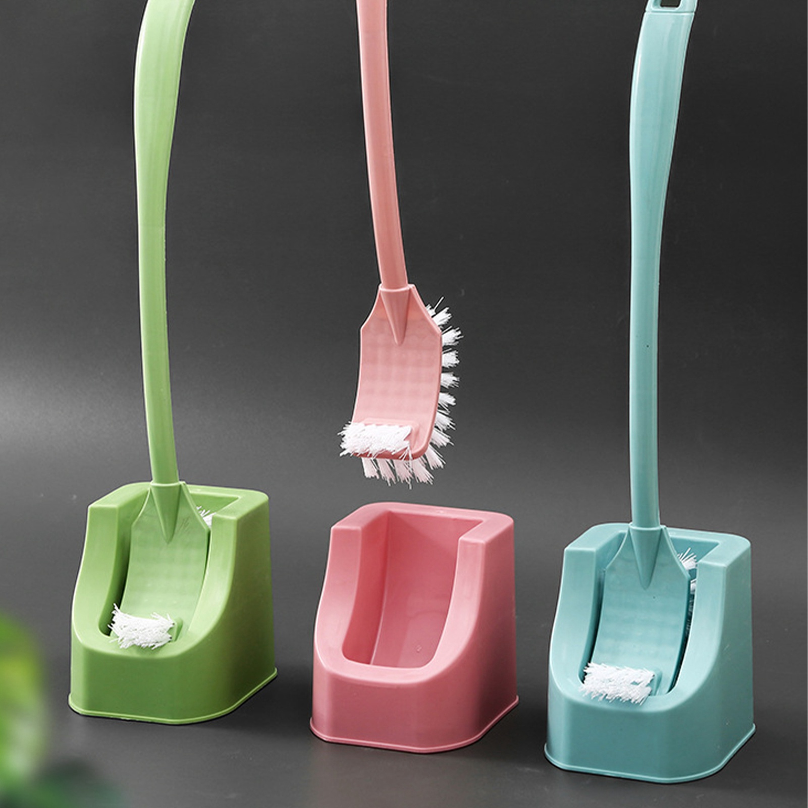 Haushalts-wc-bürstenset, Wc-reinigungsbürste, Mehrzweckbürste, Langer Griff, Wandmontage, Freistehend, Badezimmerreinigungsbürste, Grünes Set.