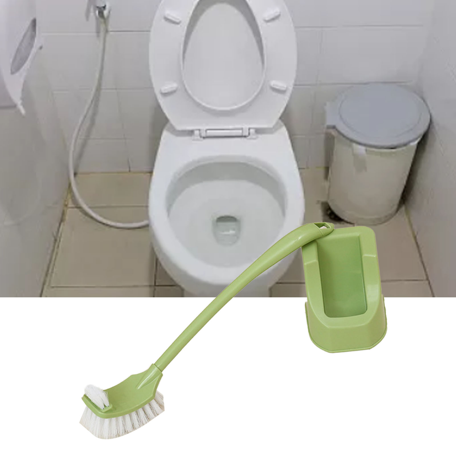 Kreatives Set Doppelseitiger Toilettenbürsten Im Europäischen Stil Mit Sockel, Badezimmerreinigungsbürste, Grün.