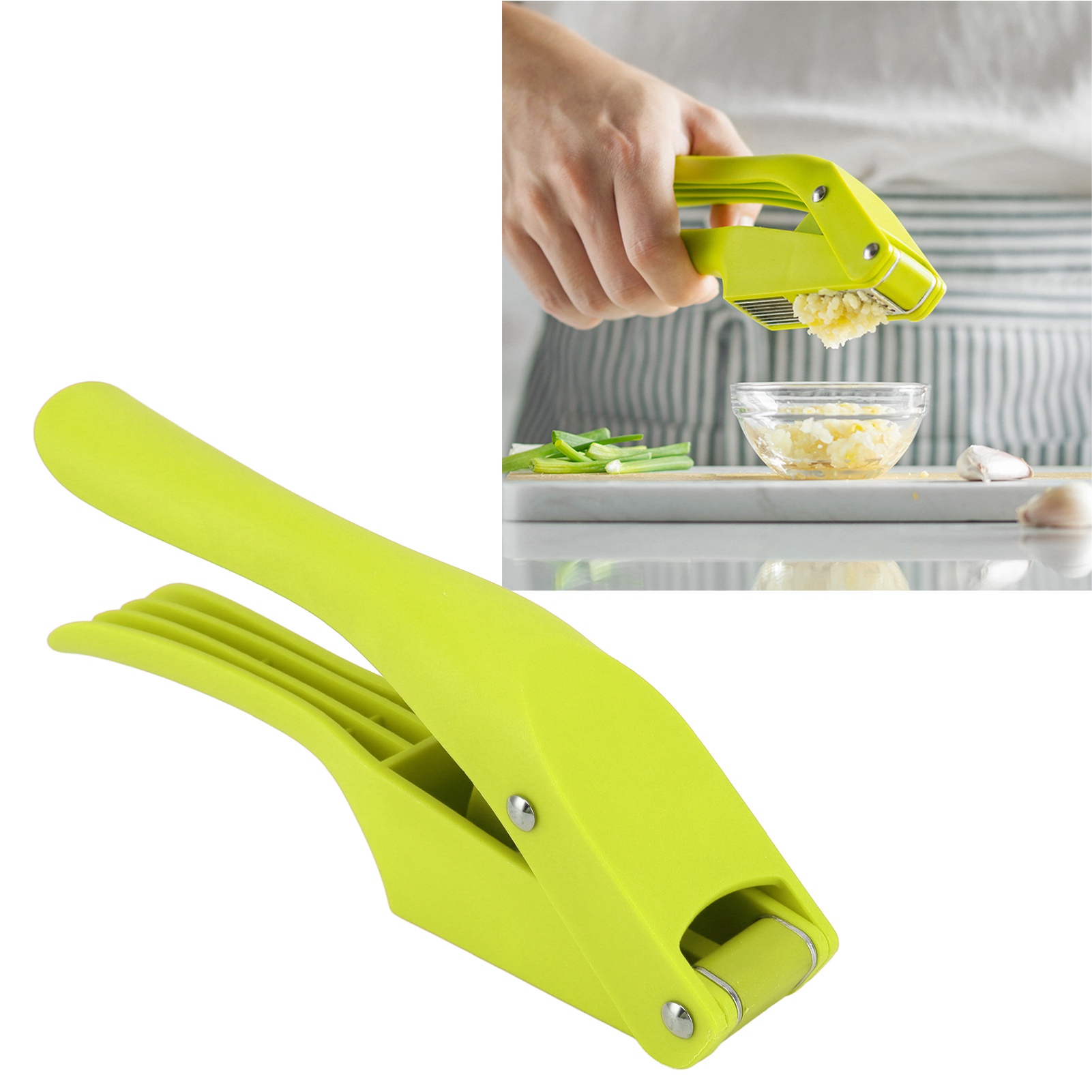 Knoblauchpresse Und -schneider Aus Pp-kunststoff, 2-in-1-knoblauchpresse Und -schneider Für Den Haushalt, Multifunktionales Küchengerät, Grün.