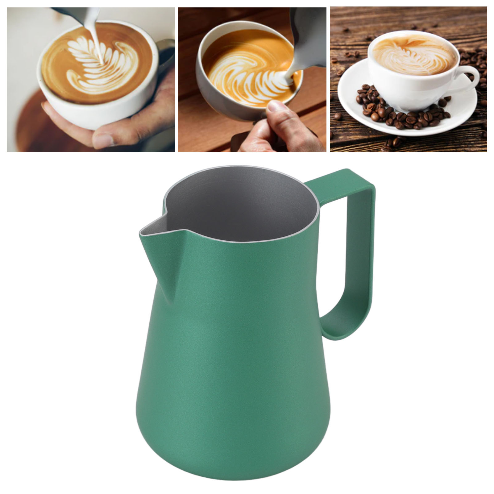 Grüner Edelstahlbecher Für Latte Art, Italienisches Latte-art-kännchen, Milchaufschäumer, 350 Ml