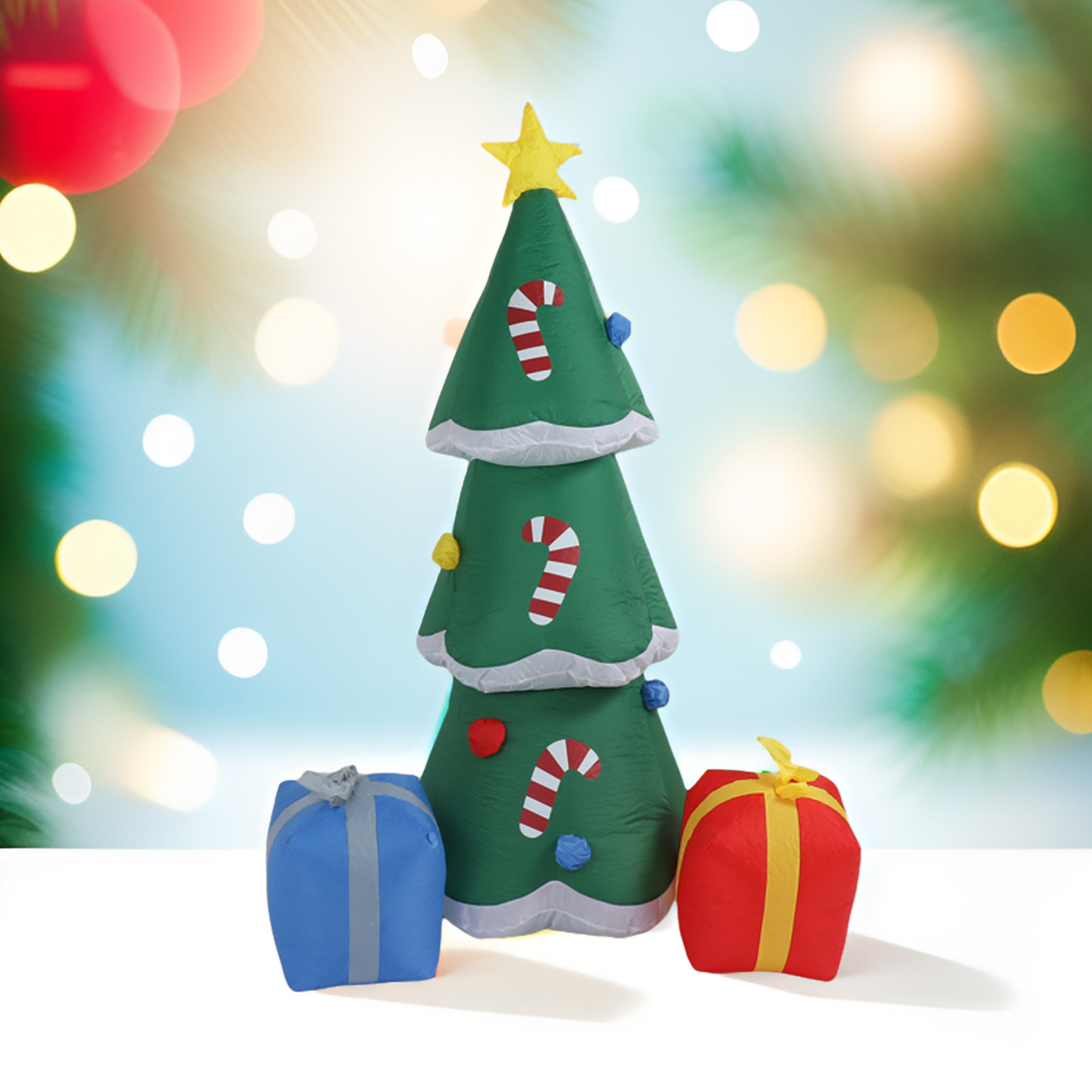 Aufblasbarer Weihnachtsbaum (1,8 Meter) Mit Led-beleuchtung, Ideal Für Die Terrassendekoration, 100-240 V (europäischer Standard).