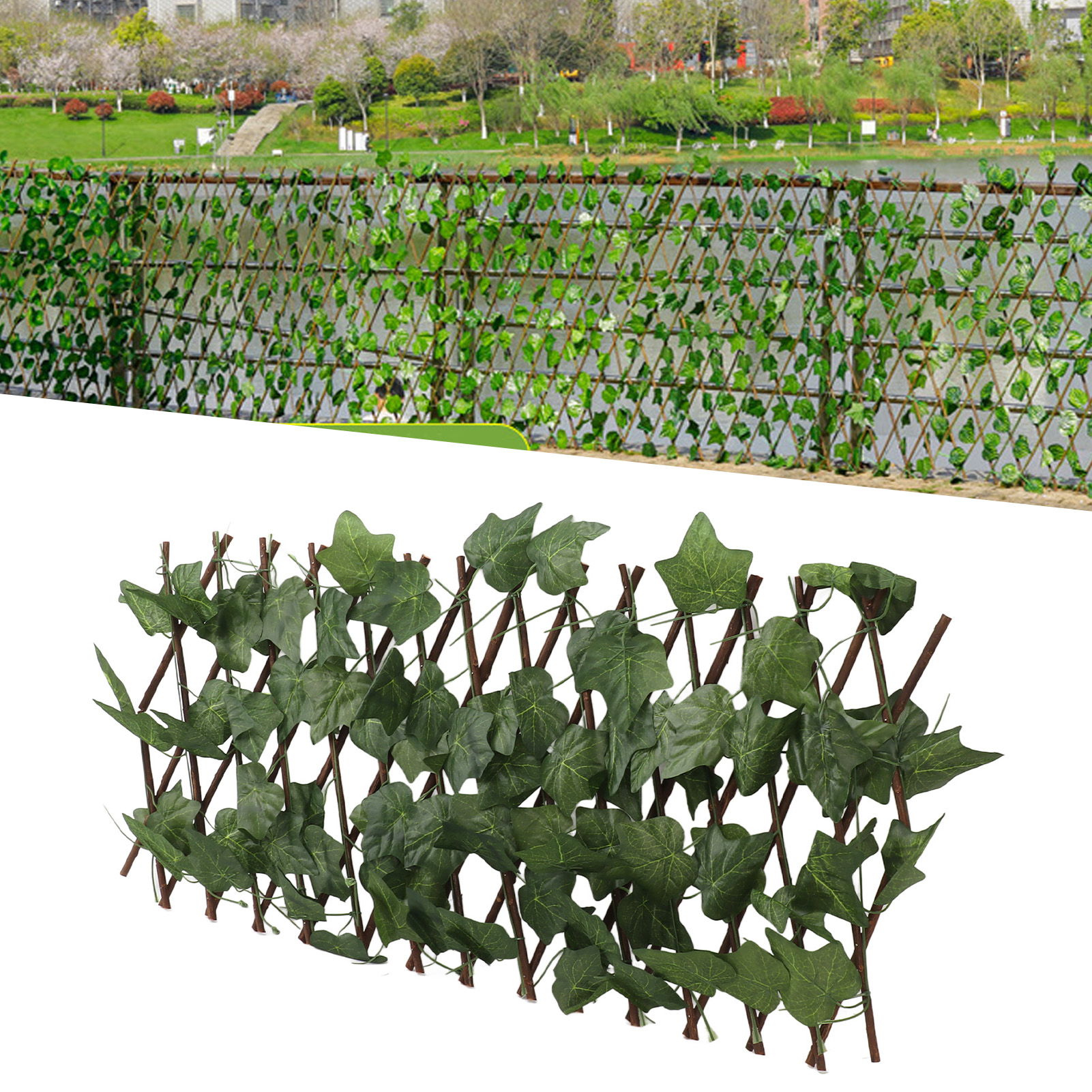 Künstlicher Zaun, Einziehbares Zaunnetz, Hölzerne Gartendekoration Für Den Balkon, Laubhecke, Sichtschutz Für Den Innenhof, Künstliche Pflanze, Begonienblätter
