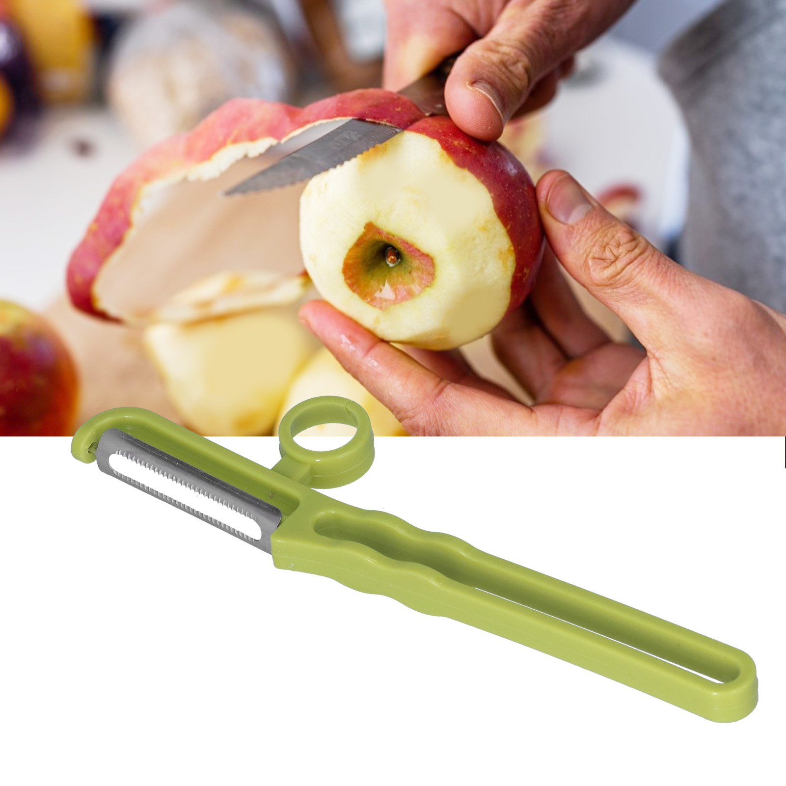 Sparschäler Aus Edelstahl, Obst- Und Gemüseschäler, Kartoffelschäler, Küchenutensil, Grün.