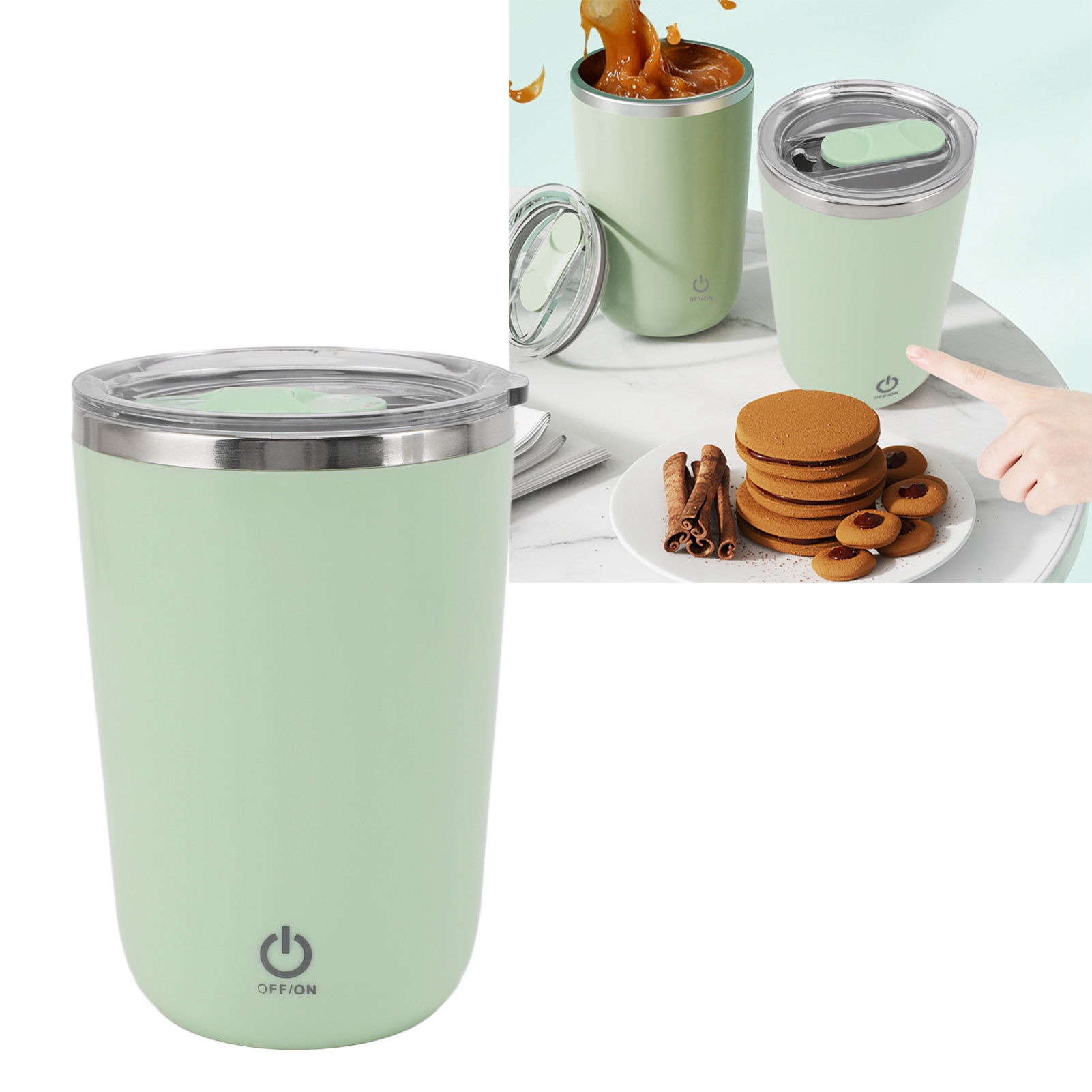 Elektrischer Usb-shaker, Absolut Auslaufsicher, 350 Ml, Wiederaufladbar, Mit Automatischem Rührwerk – Grün