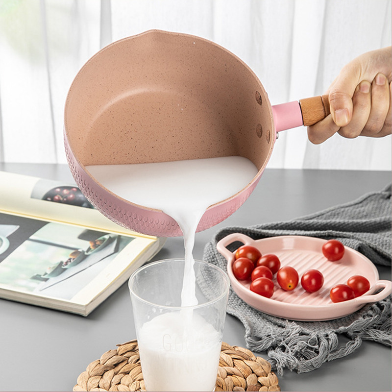 Japanischer Yukihira-topf, Maifan-steinmilchtopf, Antihaftbeschichtete Bratpfanne, Induktionskochfeld, Suppentopf, Babynahrungskocher, Instant-nudelkocher Für Den Hausgebrauch, Rosa, 18 Cm, Ohne Decke