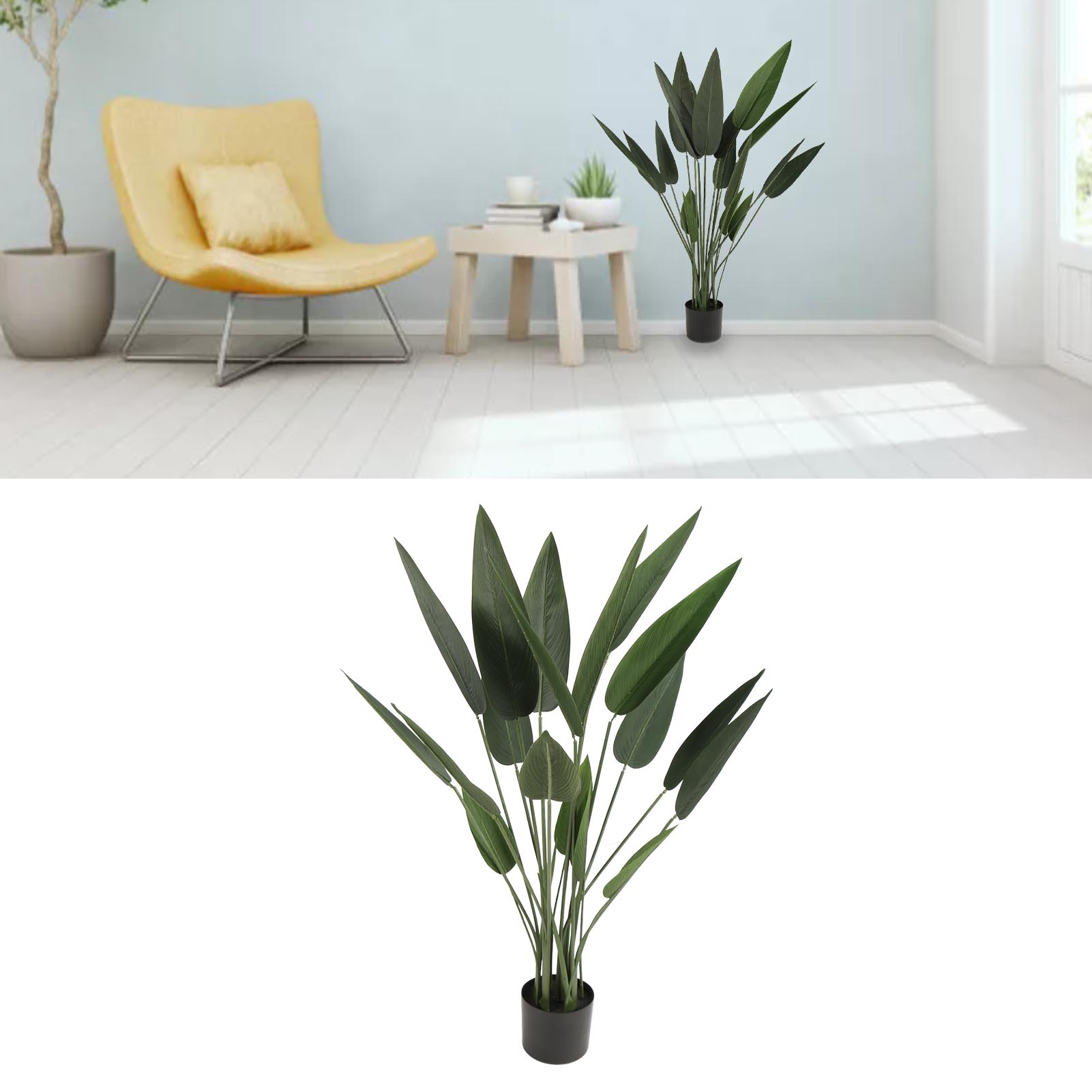 Künstliche Canna, Paradiesvogelblume, Bonsai Für Drinnen Und Draußen, Künstlicher Baum, Künstliche Grünpflanze, Wohnzimmerdekoration, 110 Cm, 18 Blätter