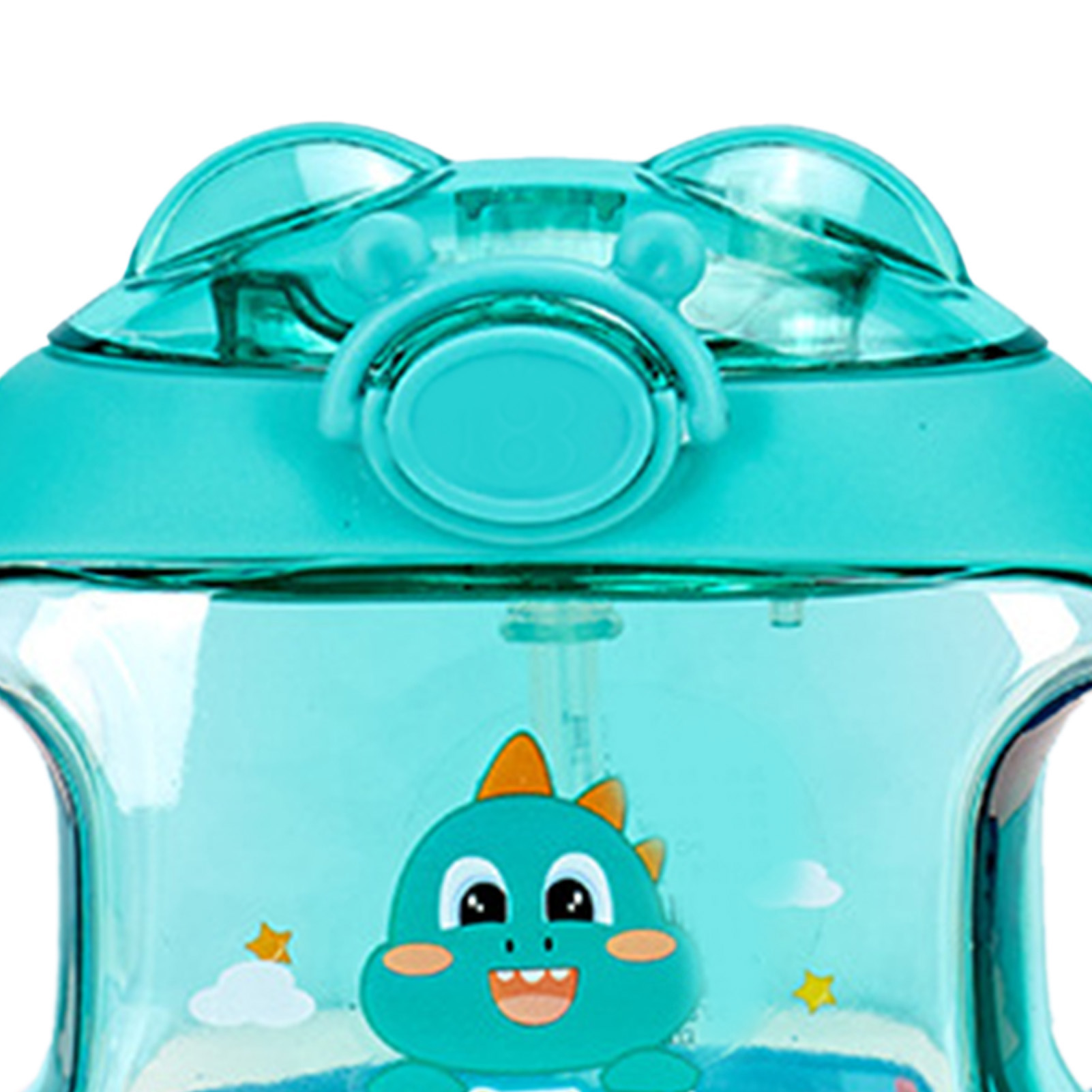 Plastik-wasserbecher Mit Strohhalm Und Kreativem Donut-design, Niedlich Und Mit Kordel Und Griff Zum Aufhängen Ausgestattet, Fruchtgrüne Farbe.