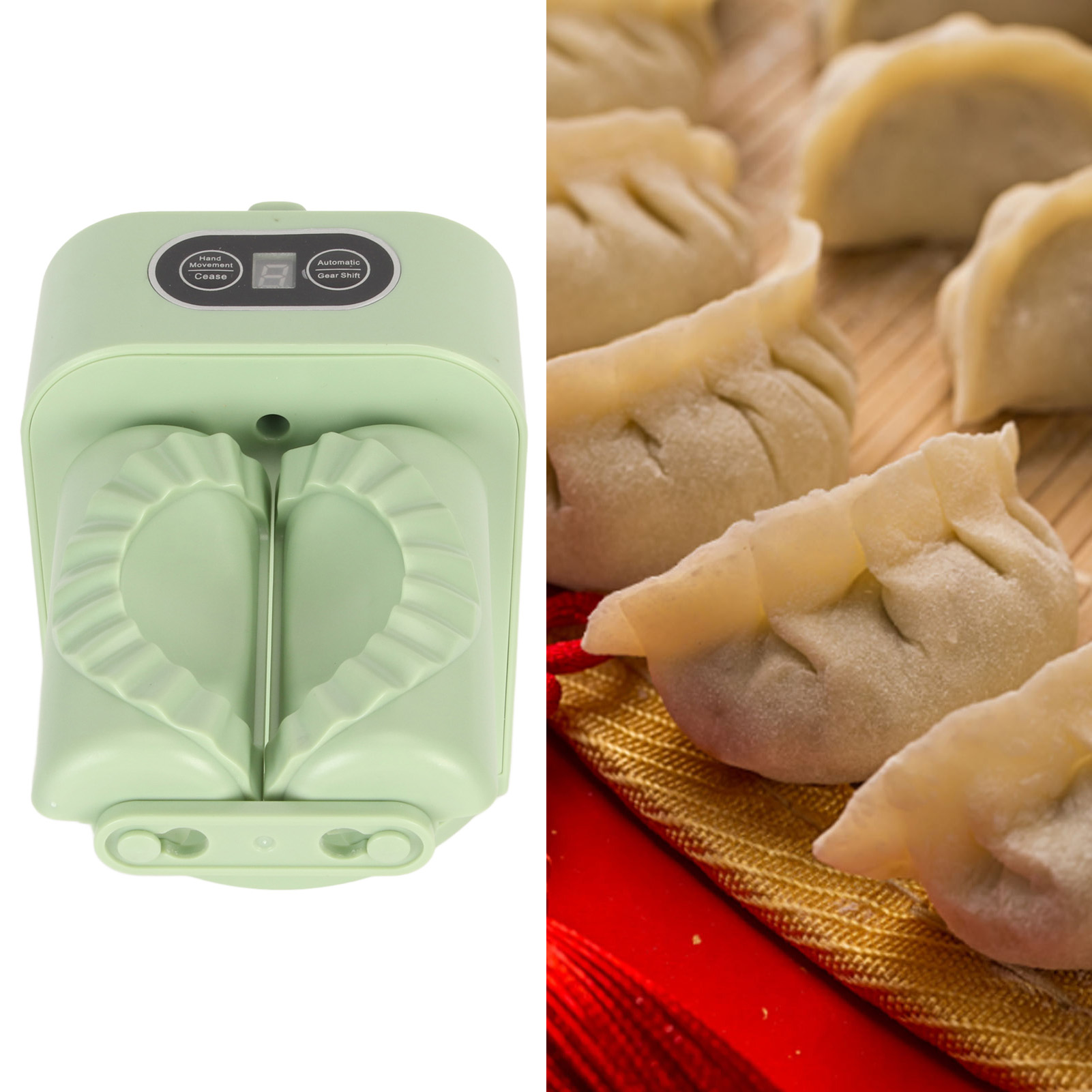 Elektrische Ravioli-maschine, Kleine Vollautomatische Ravioli-presse, Ravioli-form, Küchen-ravioli-maschine, Smaragdgrün.