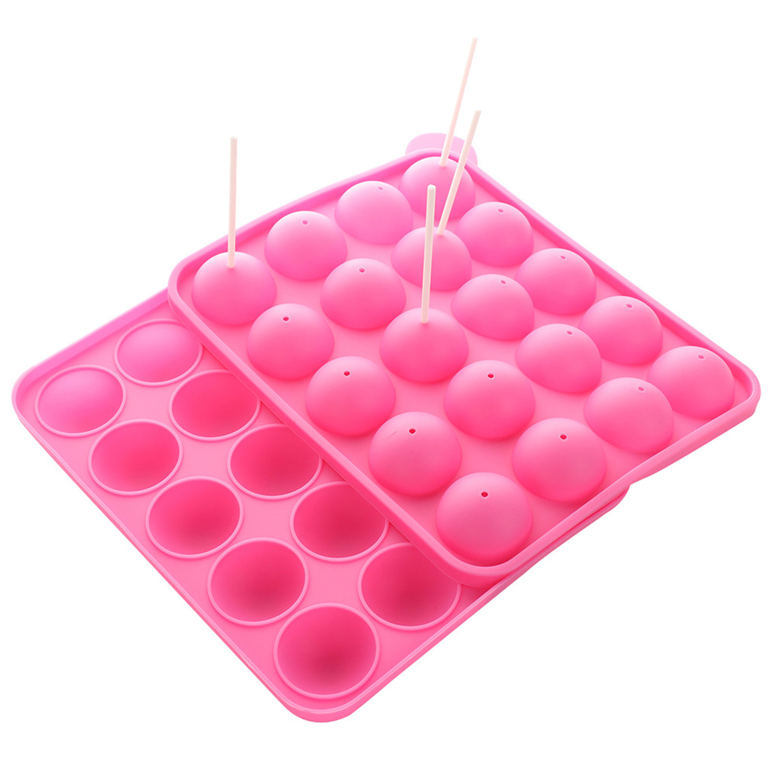 Set Aus Runden, Lebensmittelechten Silikon-lutscherformen, 20 Mulden, Mit Papierstielen, Hitzebeständig Und Leicht Zu Entformen, Für Den Grenzüberschreitenden Großhandel.