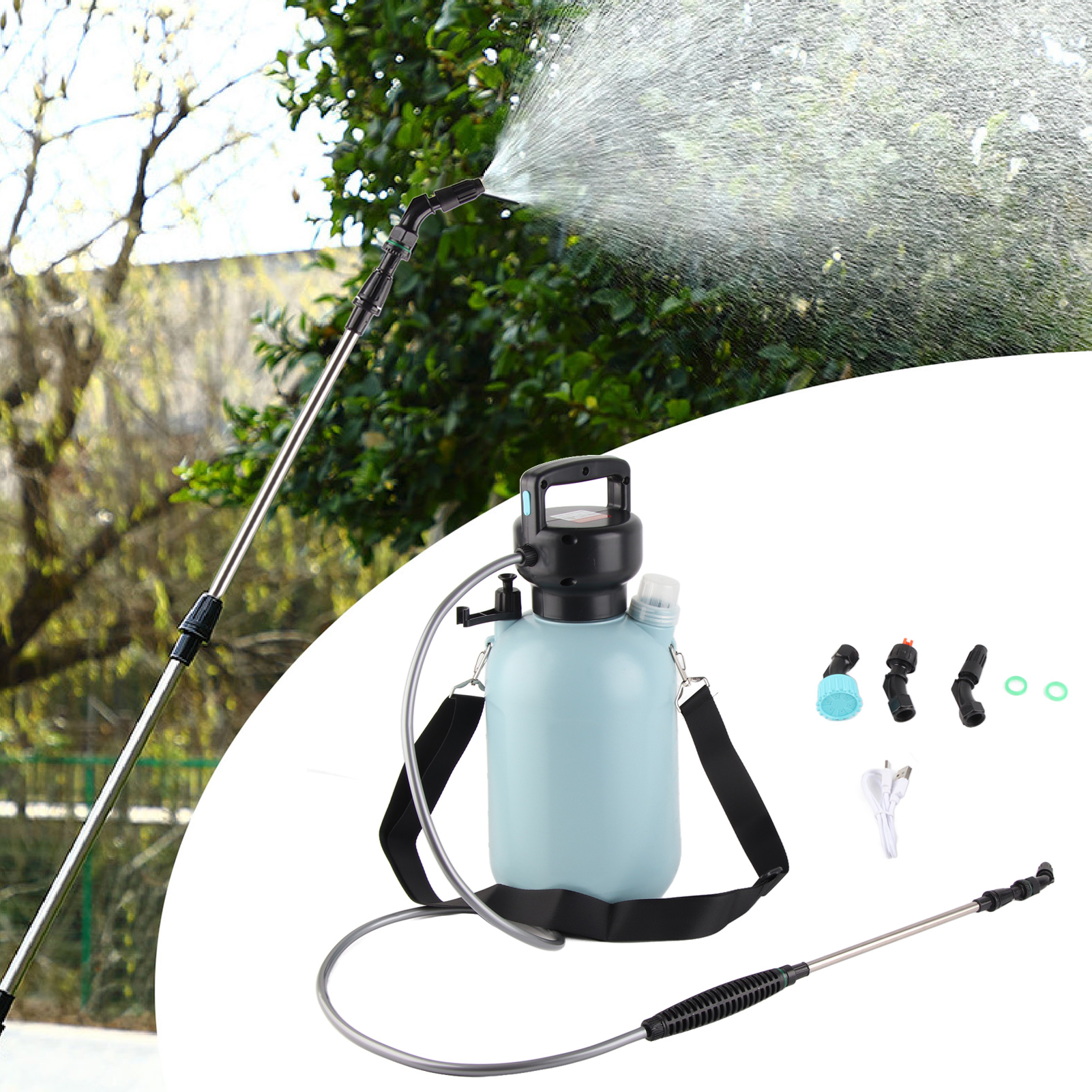 Leistungsstarke 7,4-v-elektrospritze Mit Großem Fassungsvermögen Von 5 Litern, Zylindrische Ausführung, Spezielle Sprühflasche Zum Bewässern Von Blumen Und Zur Desinfektion, Gartenspritze Für Den Haus