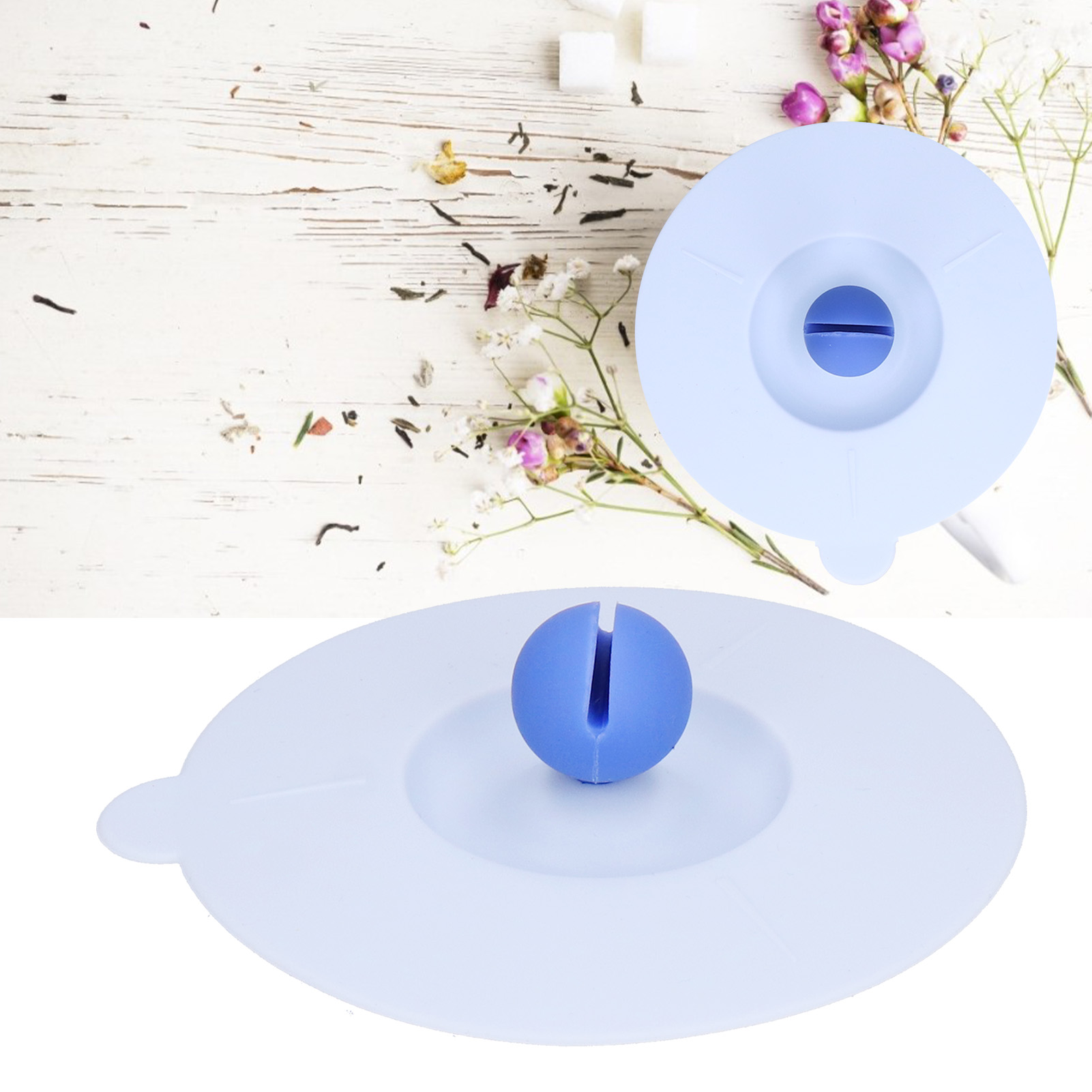Staubdichter Silikondeckel Für Becher Für Heiße Und Kalte Getränke, Hitzebeständiger Deckel, Staubdichtes Küchen- Und Haushaltsaccessoire Mit Cartoon-muster, Hellblau.