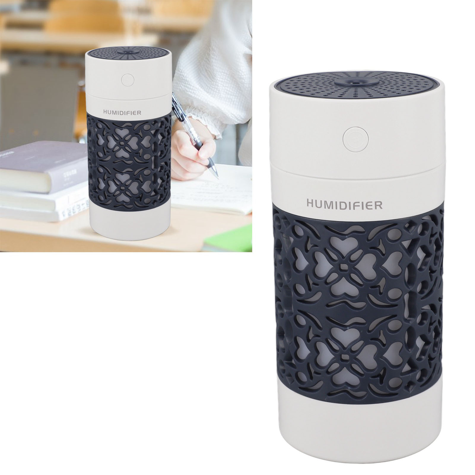 Lucky Cup 2-in-1 Ultraschall-aroma-luftbefeuchter, Große Ausführung, Für Büro Und Zuhause Kleine Ausführung, Usb-anschluss, Leise, Fürs Auto Für Ätherische Öle Dunkelblau