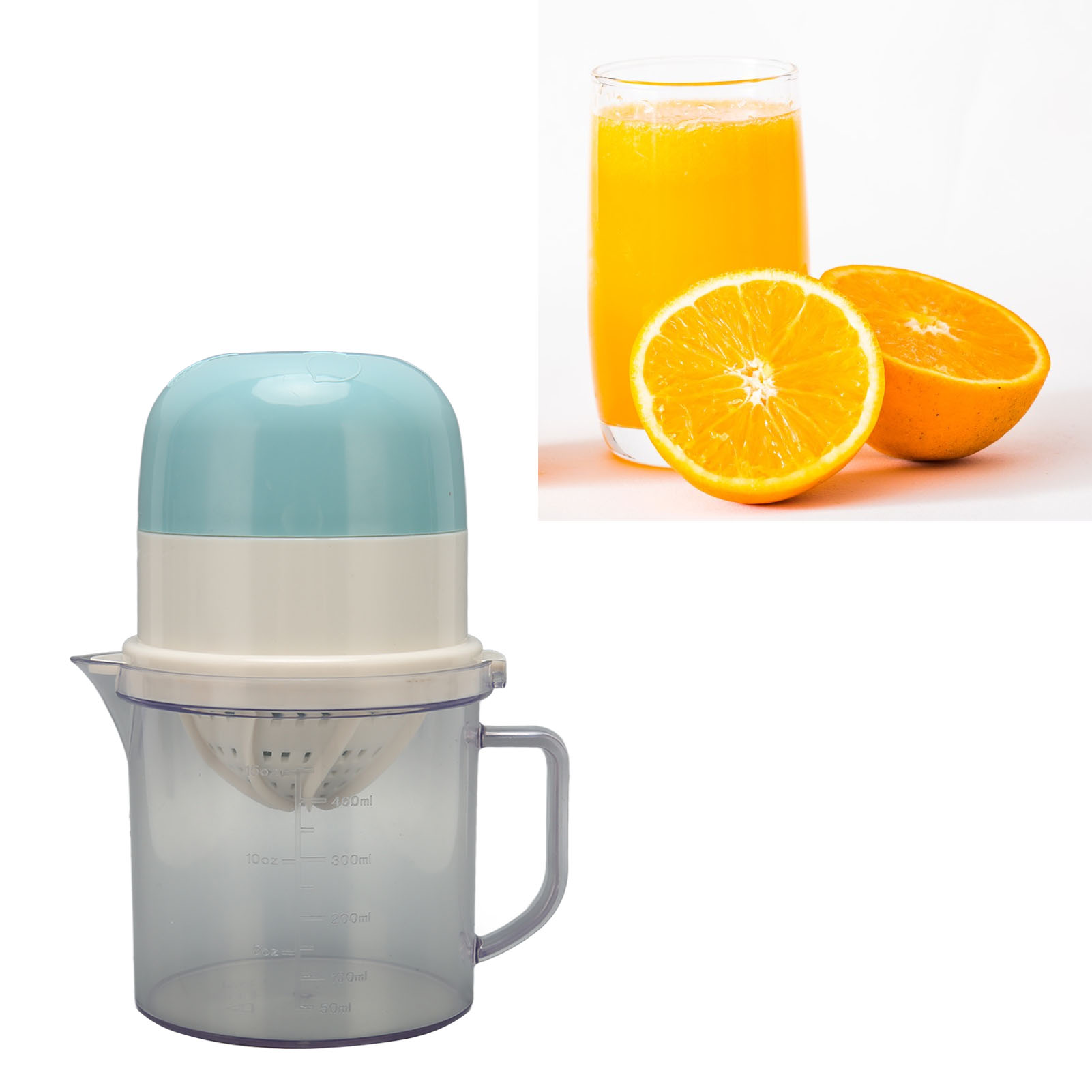 Mini-zitruspresse Mit Entsafterbecher, Einfach Zu Bedienen, Ideal Für Den Hausgebrauch. Kleine Zitruspresse Für Orangen Und Zitronen, Himmelblau.