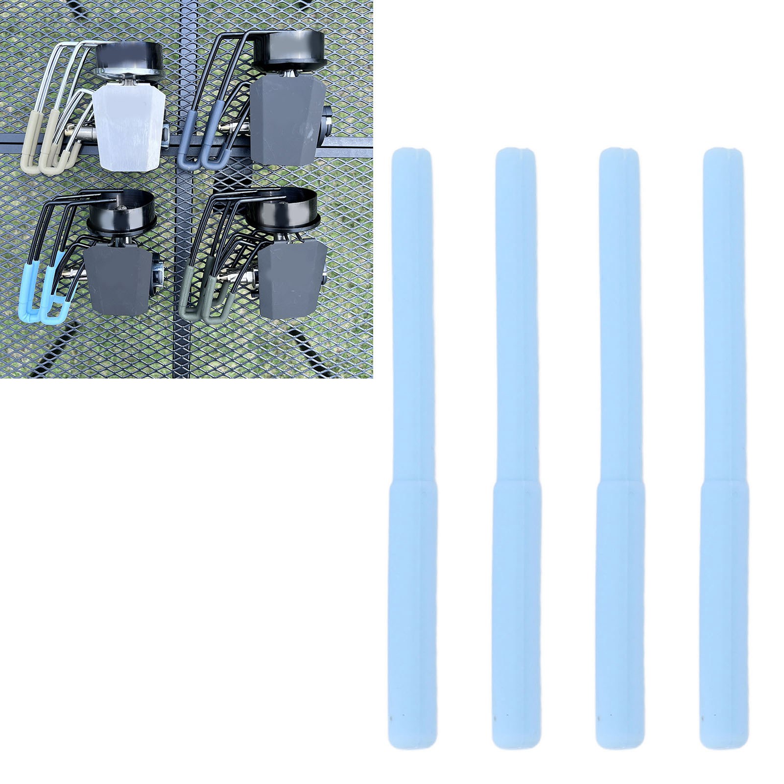 Set Mit 4 Soto310 Spider Stove Herdfußschonern Aus Rutschfestem Und Hitzebeständigem Silikon, Für Gasherde, Farbe: Himmelblau.