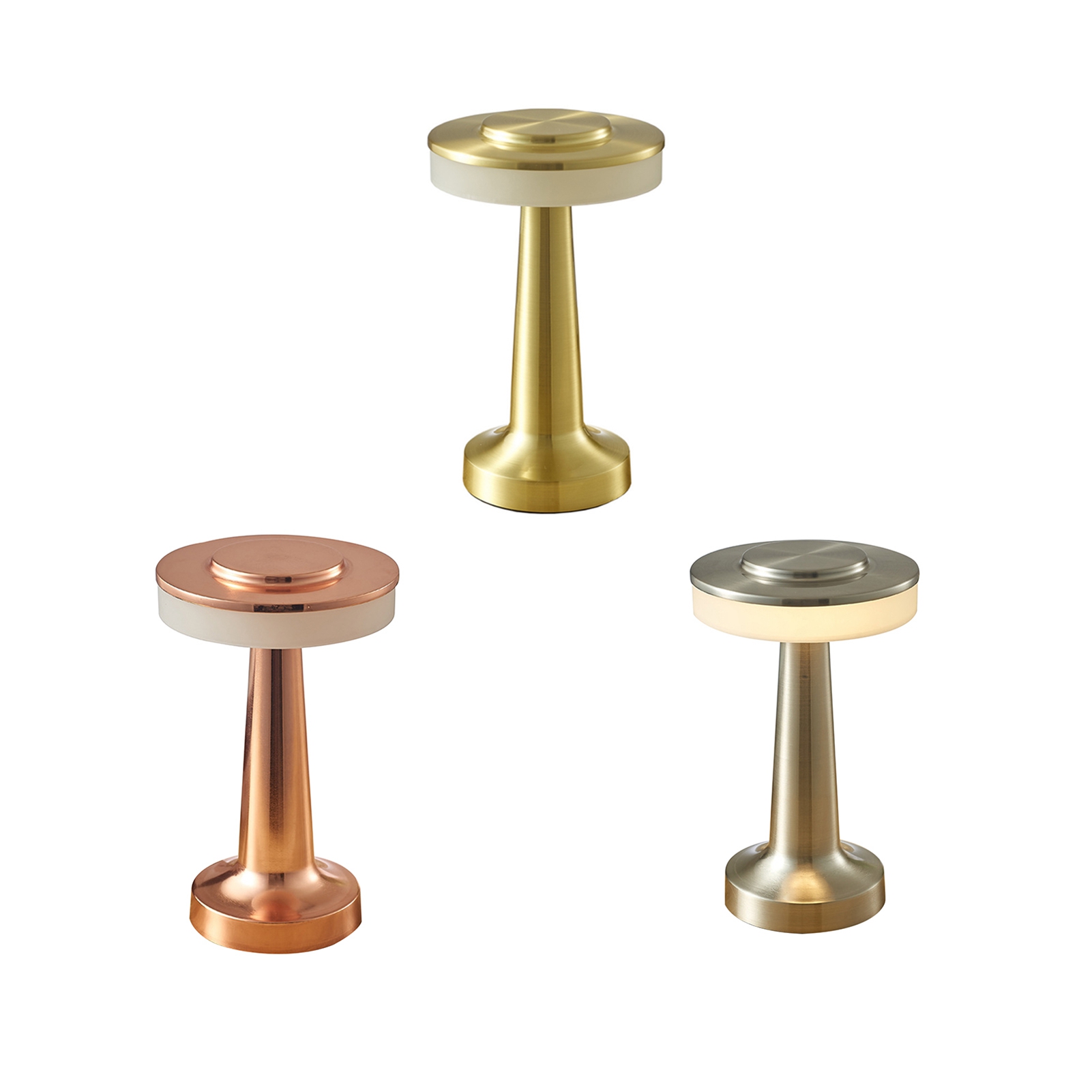 Led-schreibtischlampe Aus Metall, Natürliche Kupferfarbe, 3 Farben, Touch-funktion Und Dimmbar.
