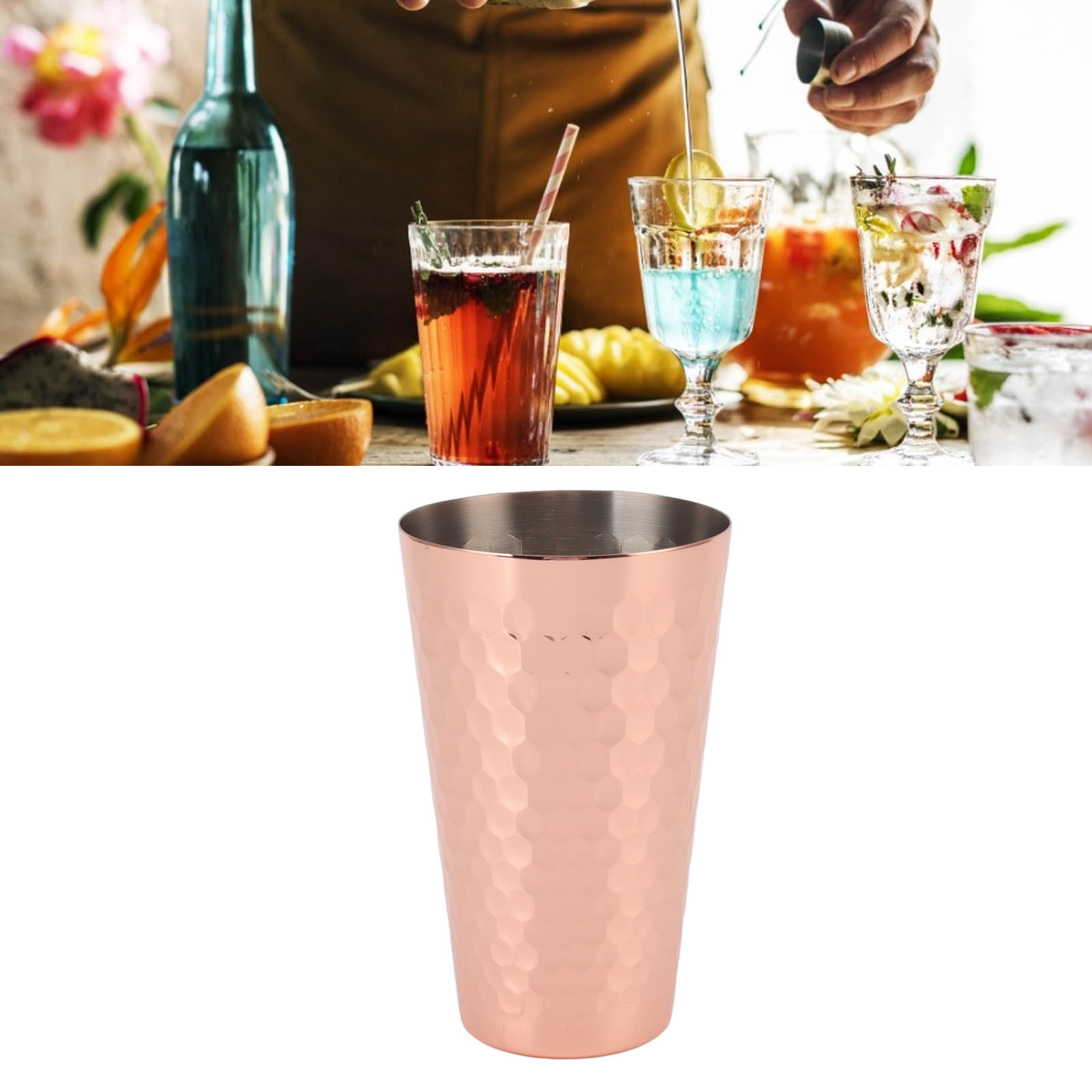 Gehämmertes Cocktailglas Aus Edelstahl 304, Shakerglas, Moscow Mule Glas (kupferplattiert)