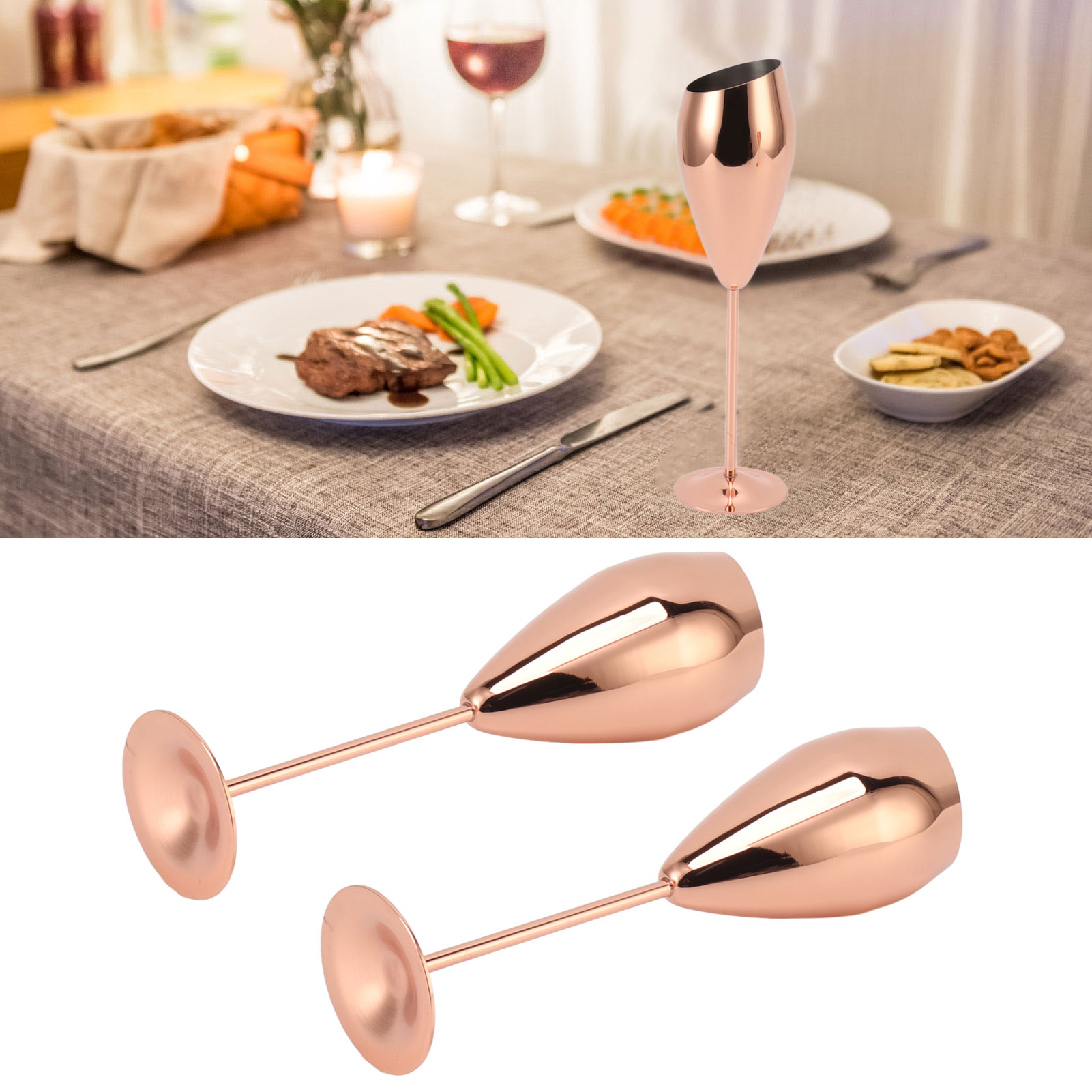 Champagnergläser Aus Edelstahl (2er-set), Stielgläser, Tulpengläser, Geschenkbox