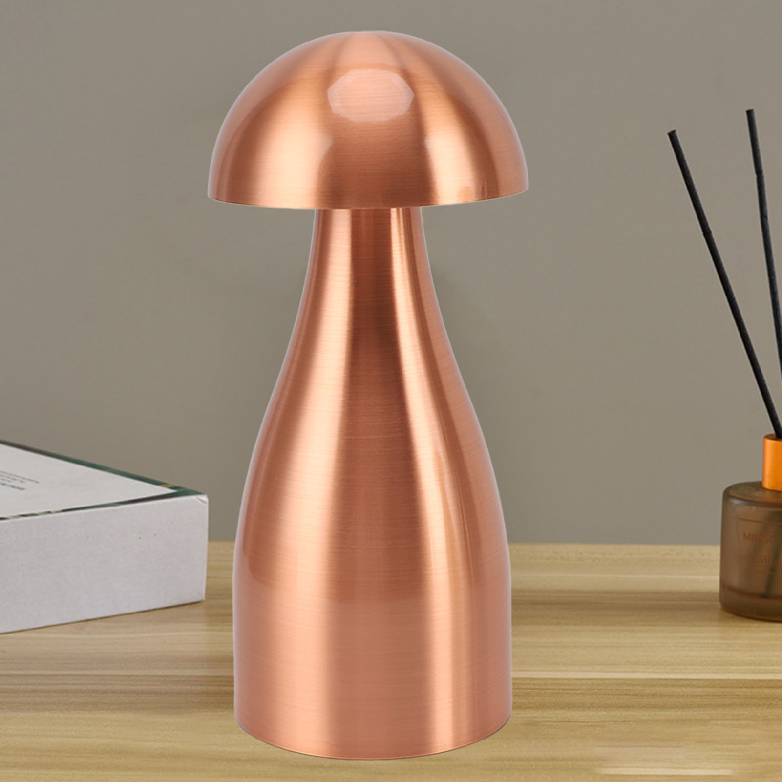 Dekoratives Pilzförmiges Nachtlicht, Mini-tischlampe, Kabellose, Wiederaufladbare Nachttischlampe, Dimmbare Lampe Für Kinder/betreuer/bartheke, Bis Zu 20 Stunden Nutzungsdauer, Roségold.