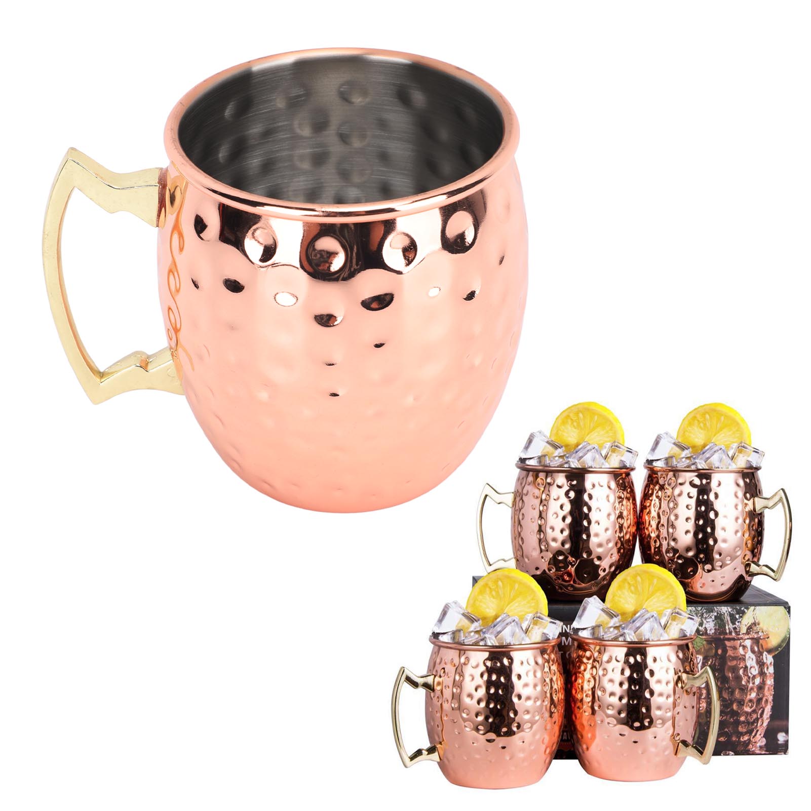 Moscow Mule Glas, Gehämmertes Edelstahl 304, Cocktailglas, 350 Ml