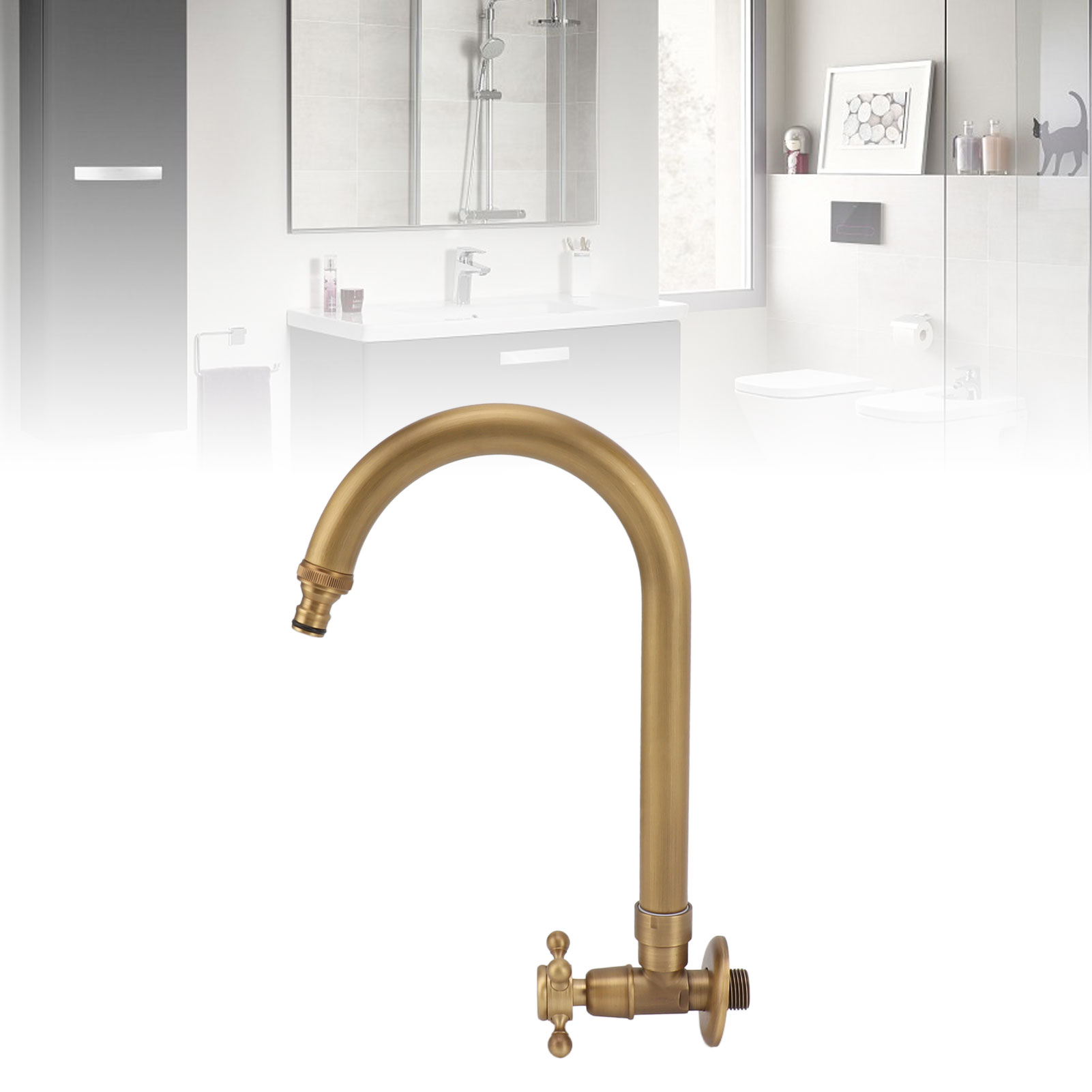 Antiker, Wandmontierter Außenwasserhahn, Frost- Und Rissbeständig, Geeignet Für Balkone, Wischmopps, Waschbecken, Individuelle Kaltwasserspender, Drehbarer, Schmaler Auslauf Im Retro-stil.